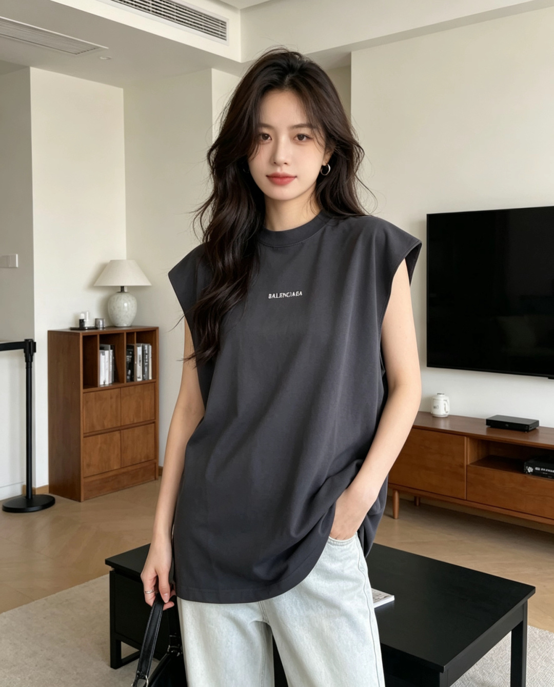 발렌시아가 맨즈 남여공용 로고 민소매 나시