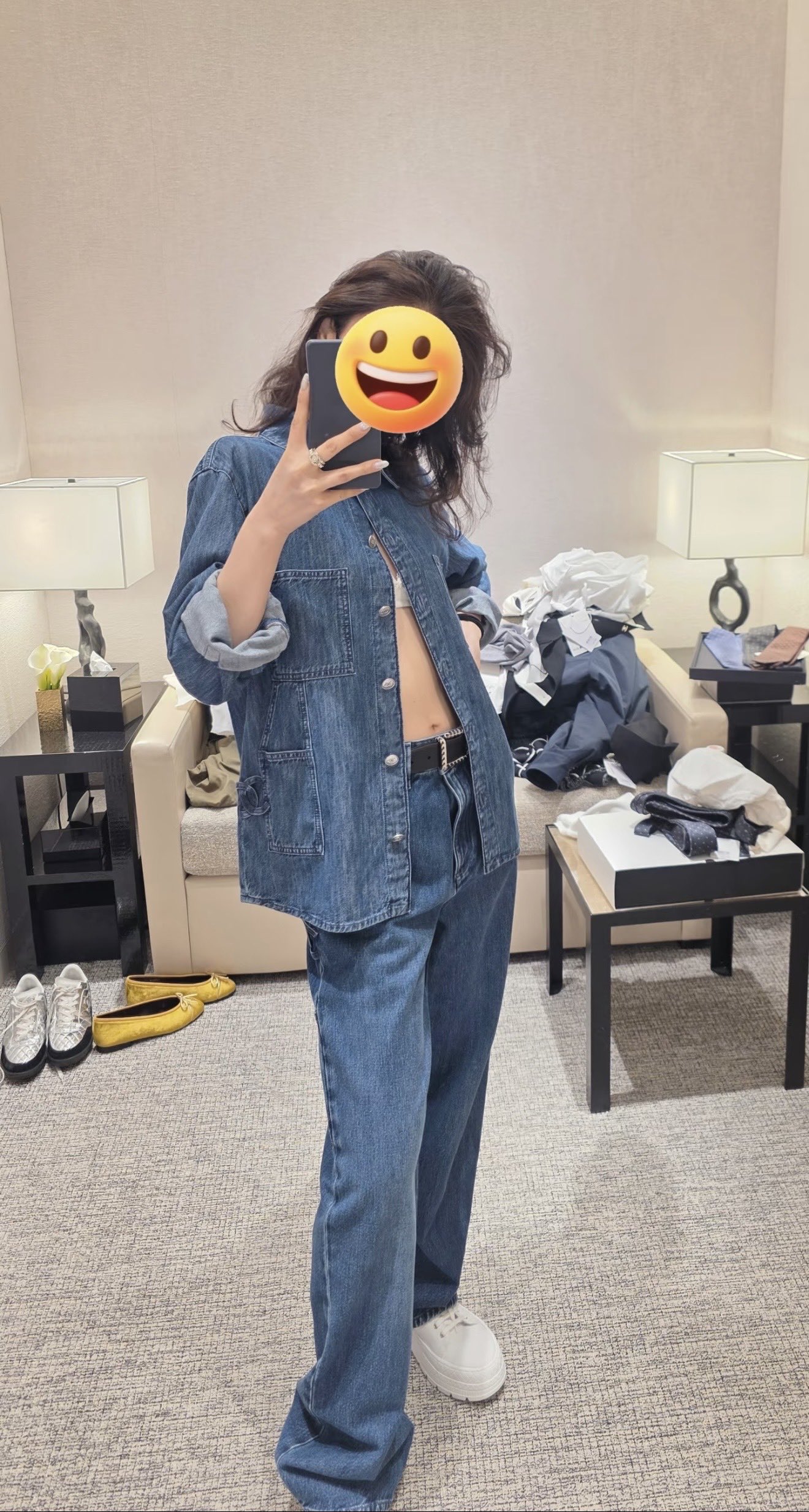 샤넬 데님 포켓 셔츠 자켓