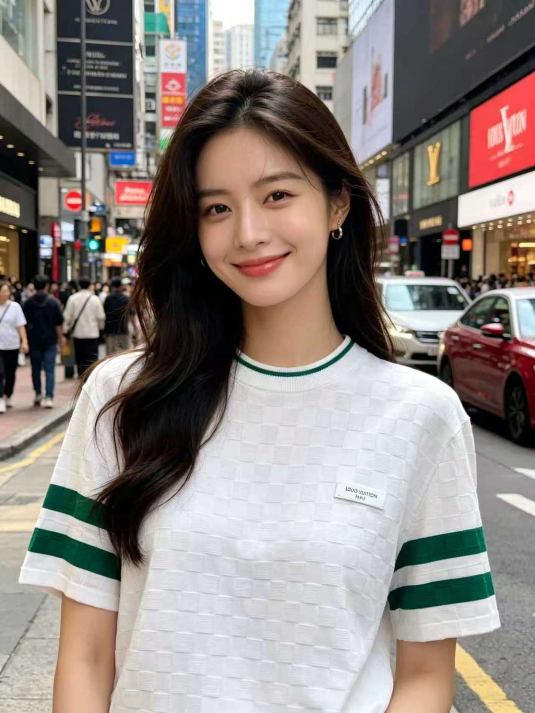 루이비통 맨즈 자카드 반팔 니트
