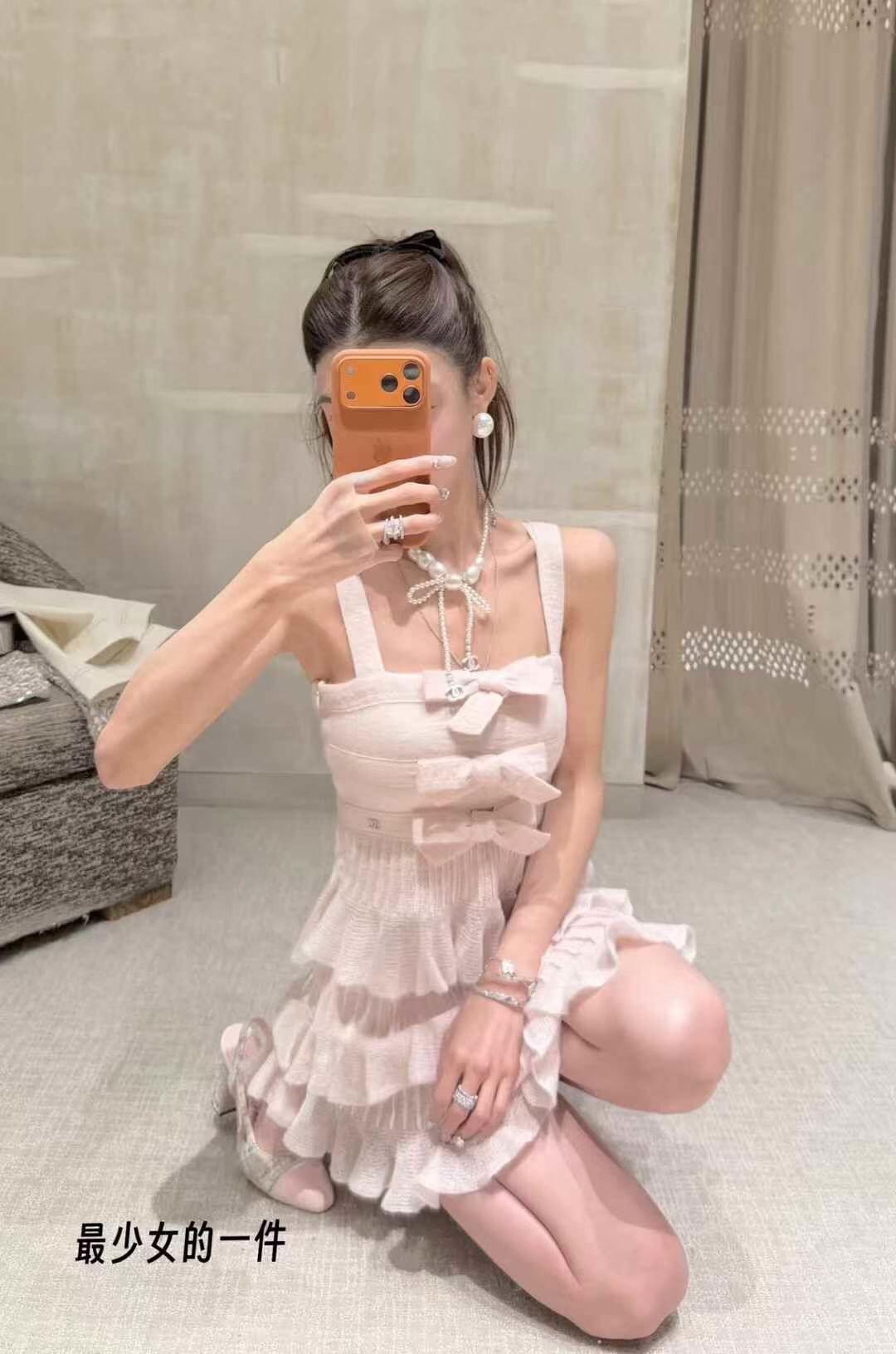 [고퀄]샤넬 러플 리본 나시 캉캉 원피스