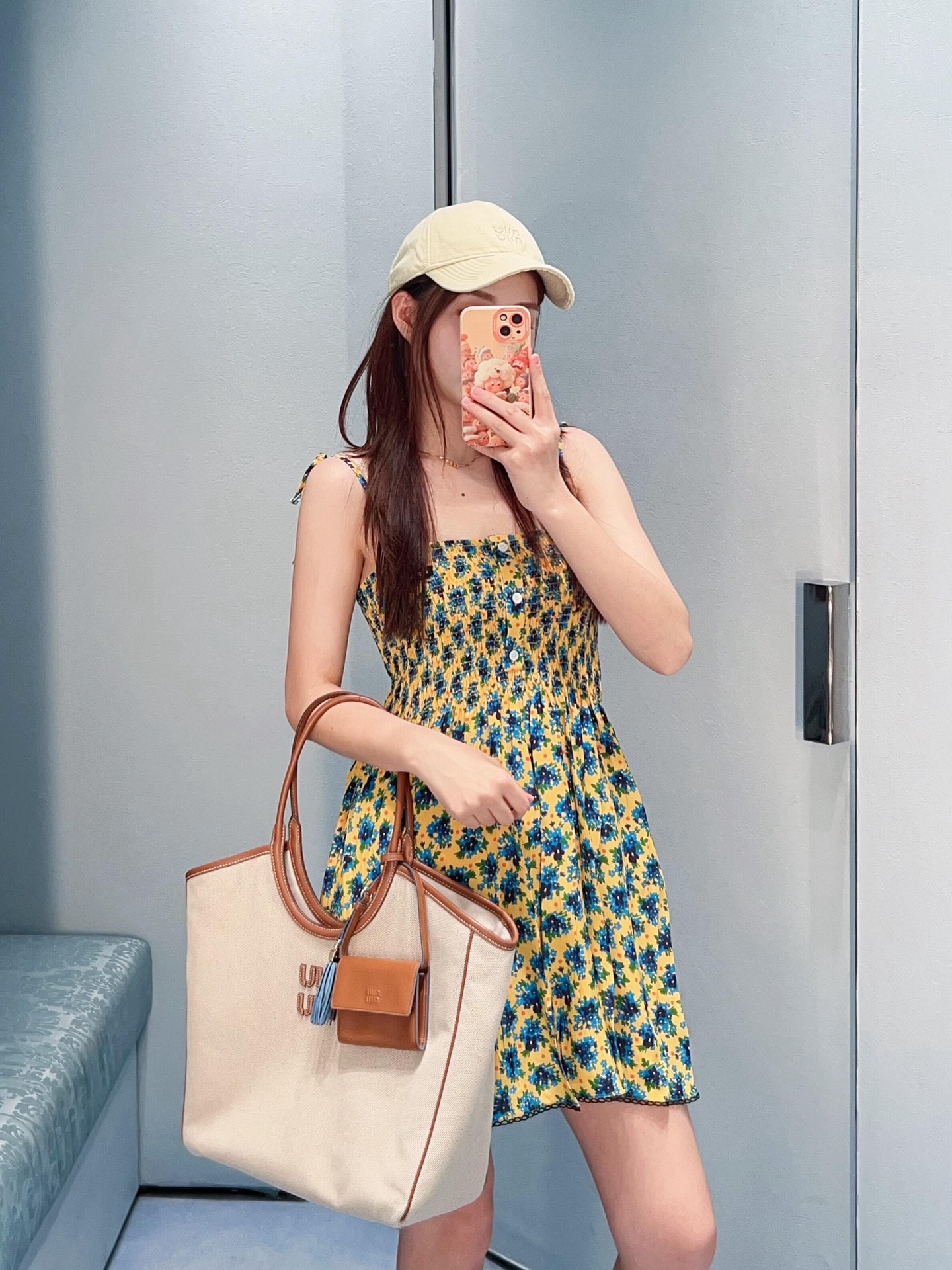 [고퀄]미우미우 플라워 패턴 나시 미니 원핀스