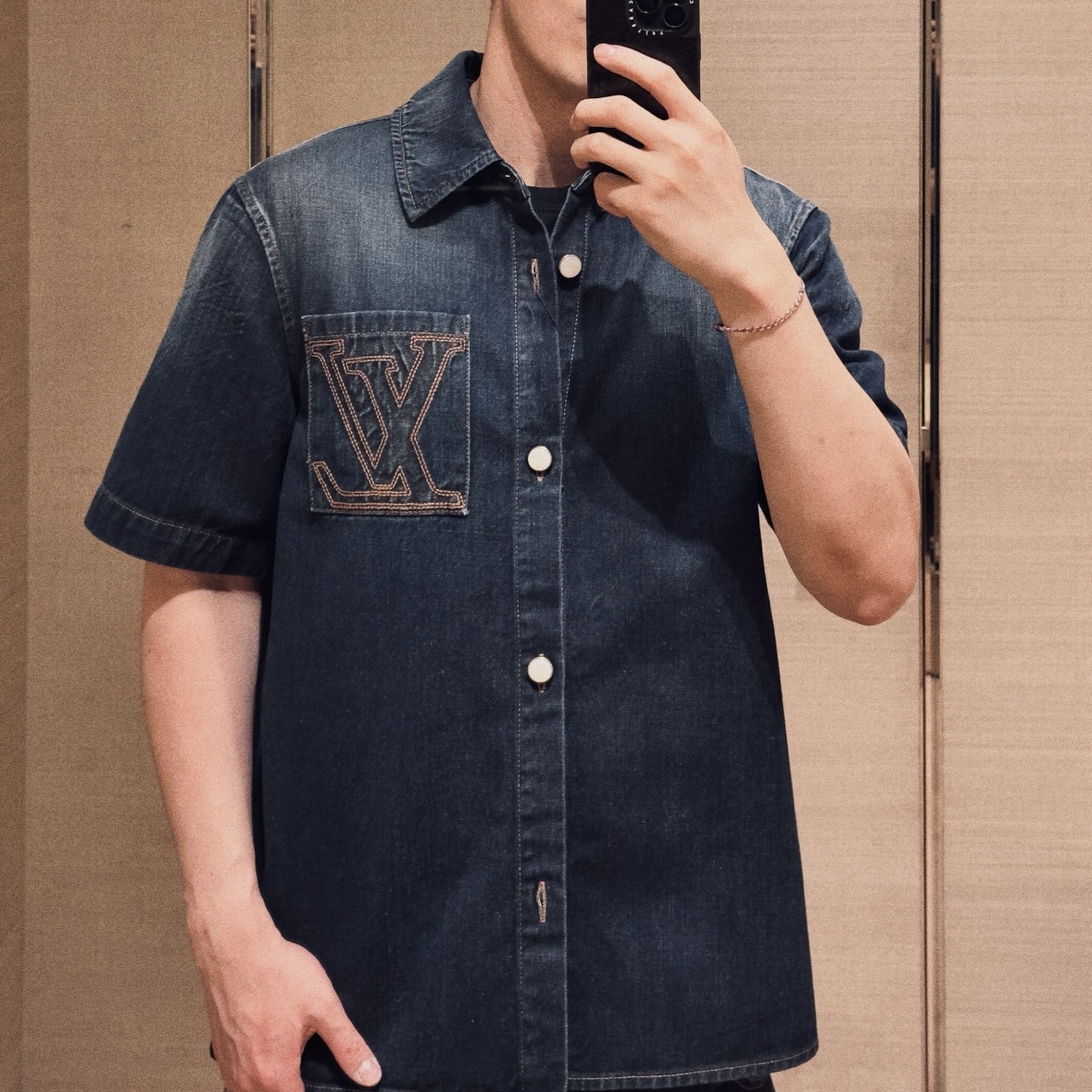 루이비통 맨즈 데님 반팔 셔츠
