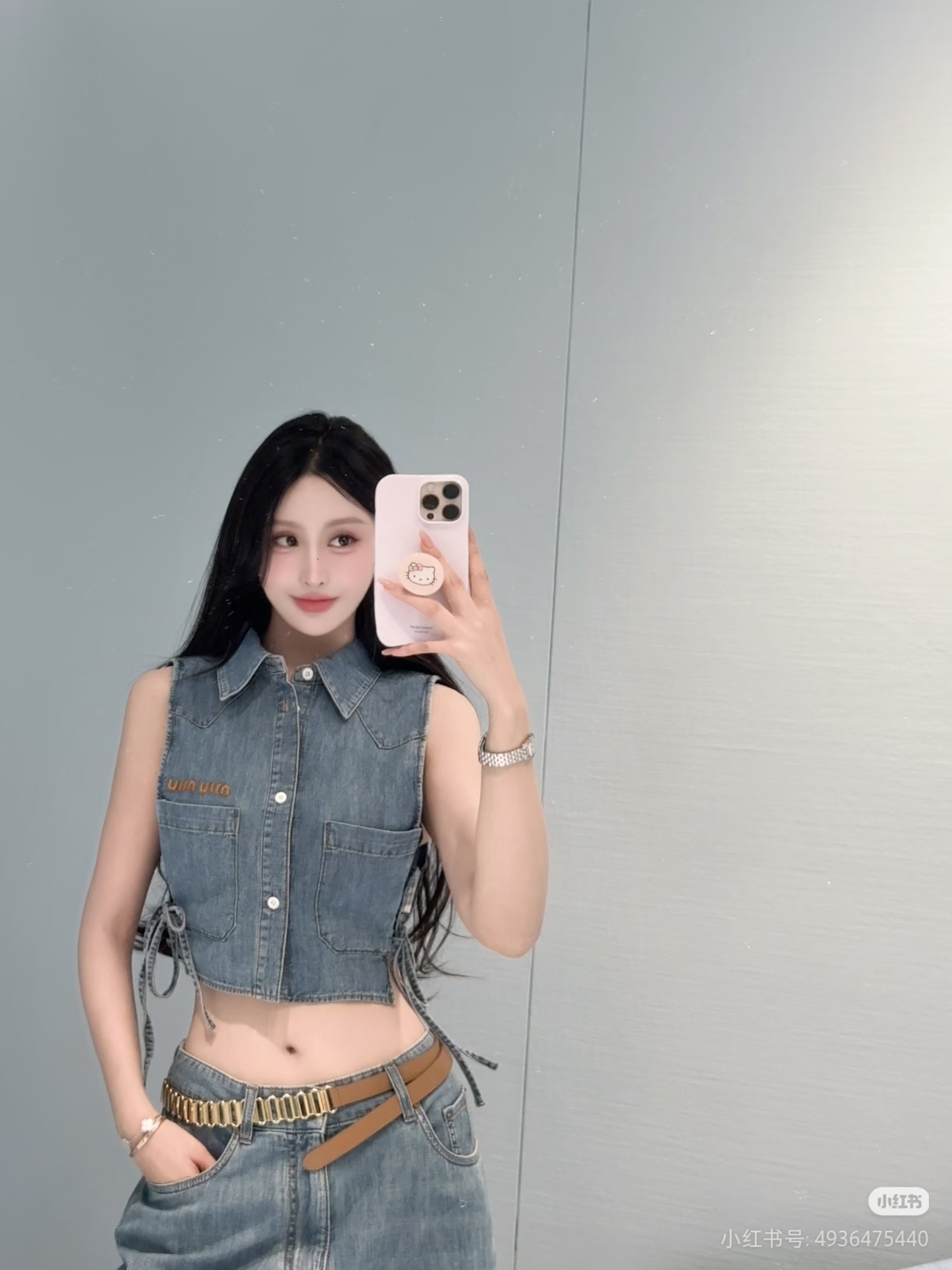 [고퀄] 샤넬 데님 크롭 민소매 셔츠
