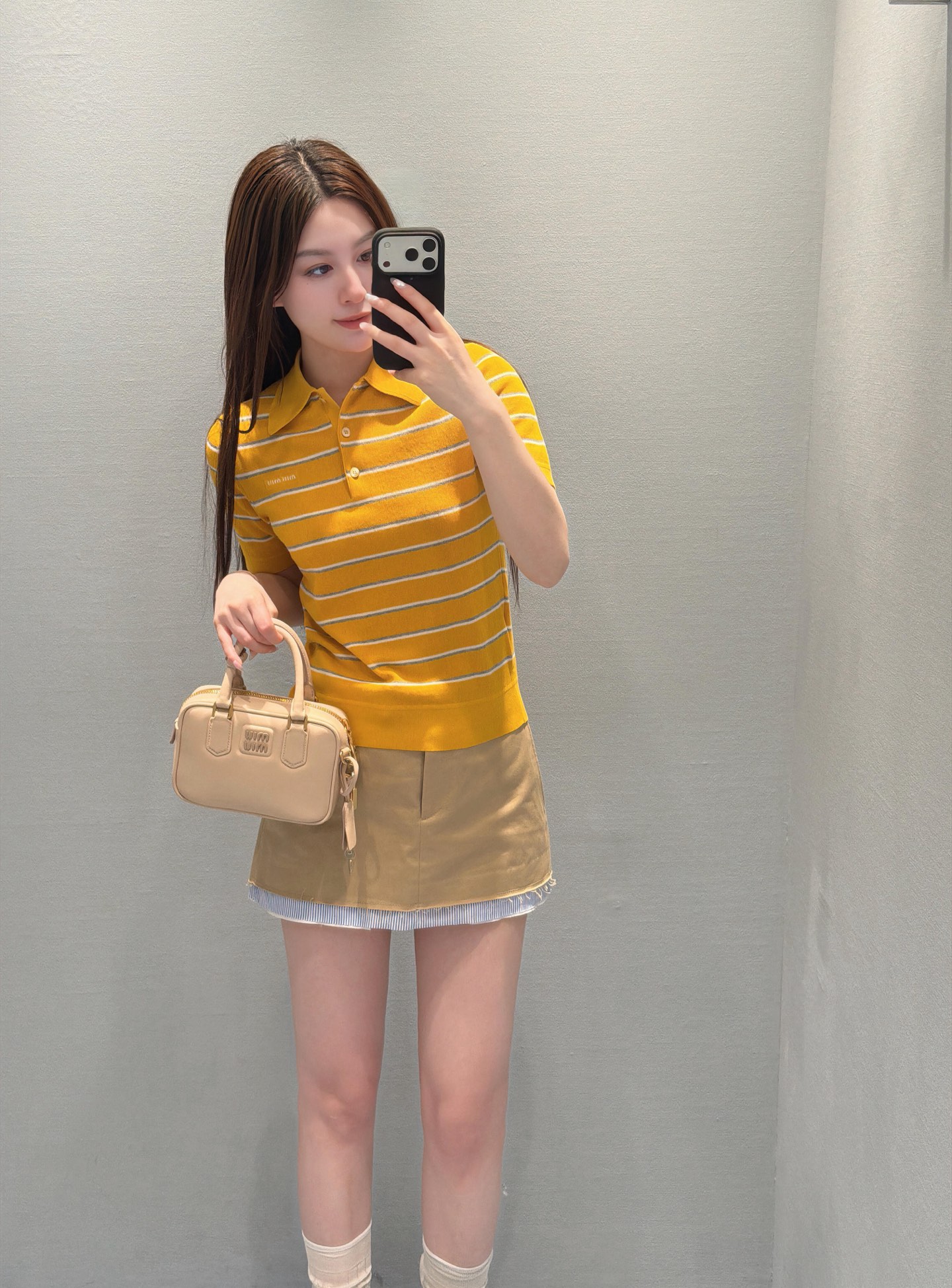 [고퀄[미우미우 스트라이프 카라 폴로 반팔티 2컬러