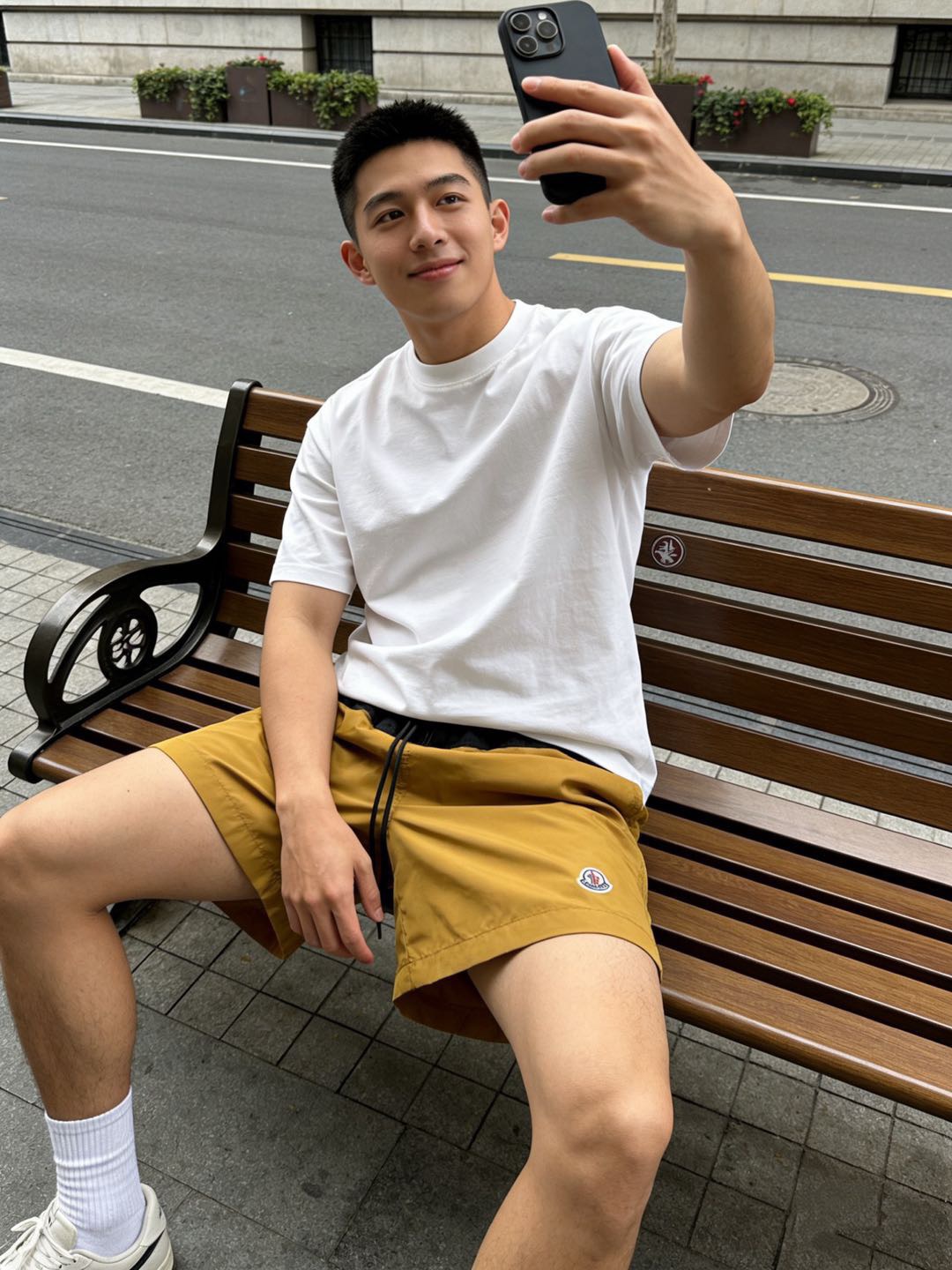 몽클레어 맨즈 배색 밴딩 숏팬츠 2컬러