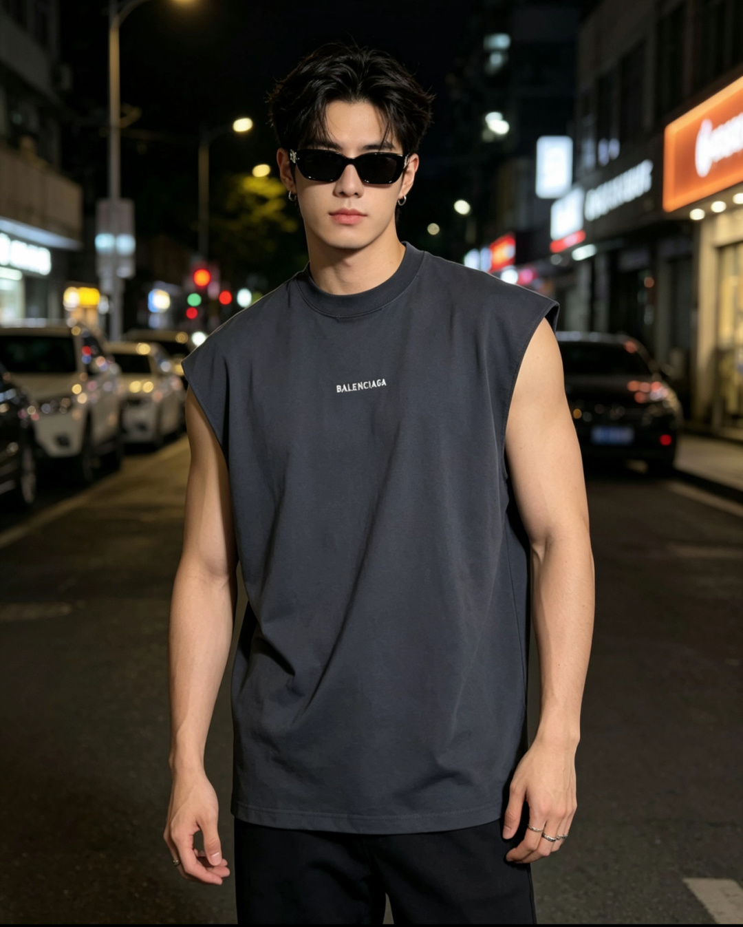 발렌시아가 맨즈 남여공용 로고 민소매 나시