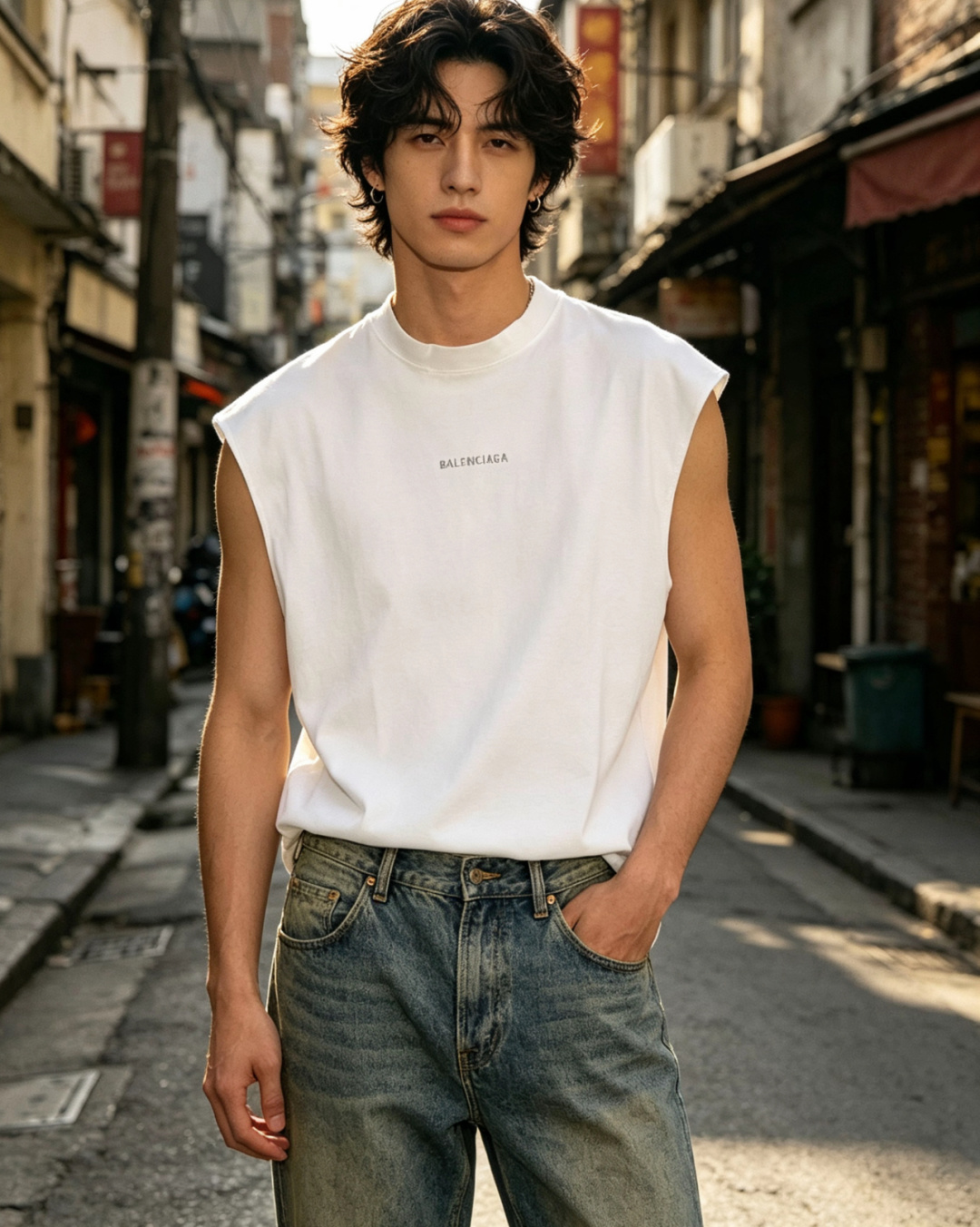 발렌시아가 맨즈 남여공용 로고 민소매 나시