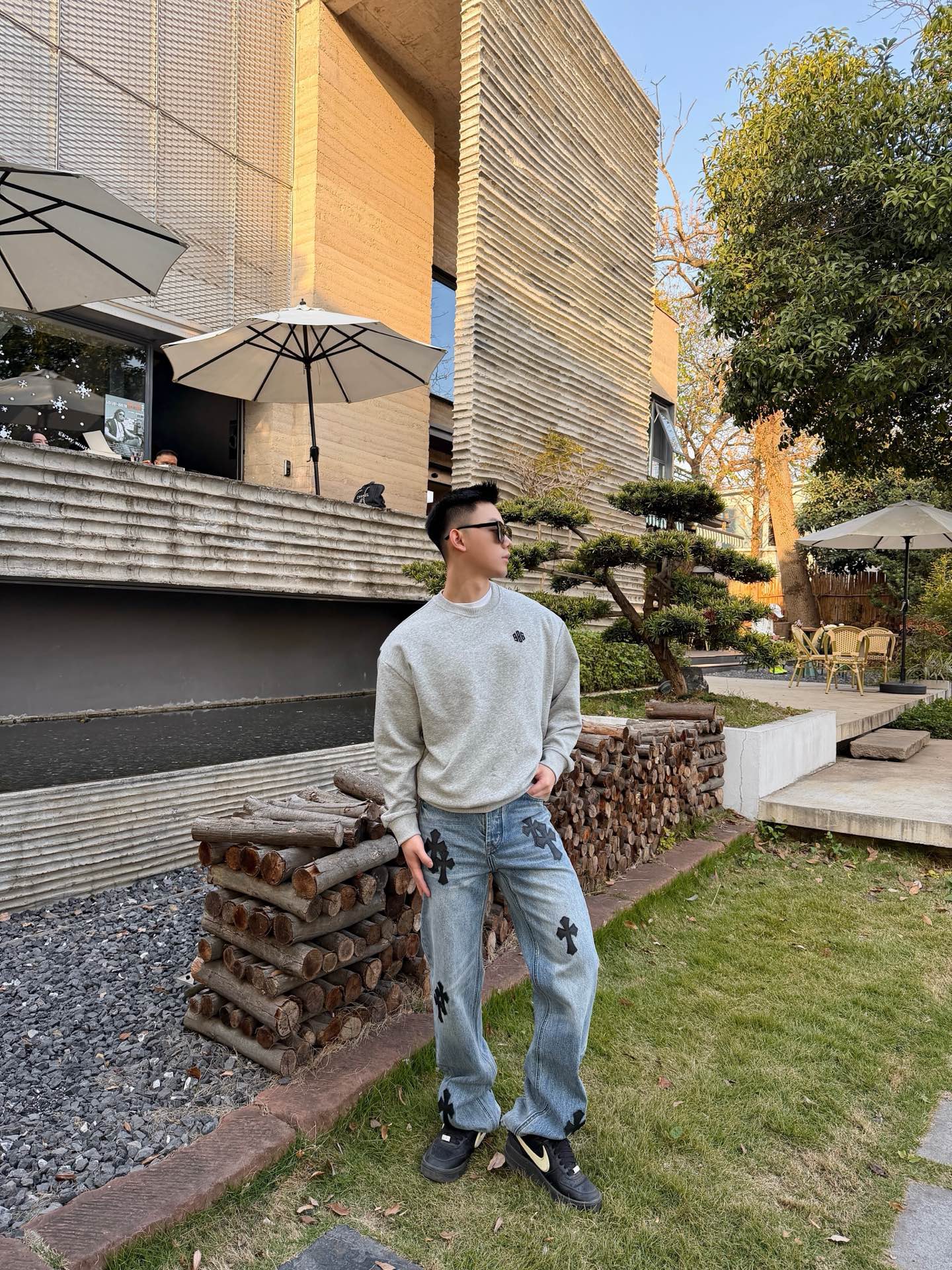 크롬하츠 맨즈 남여공용 패치 데님 팬츠