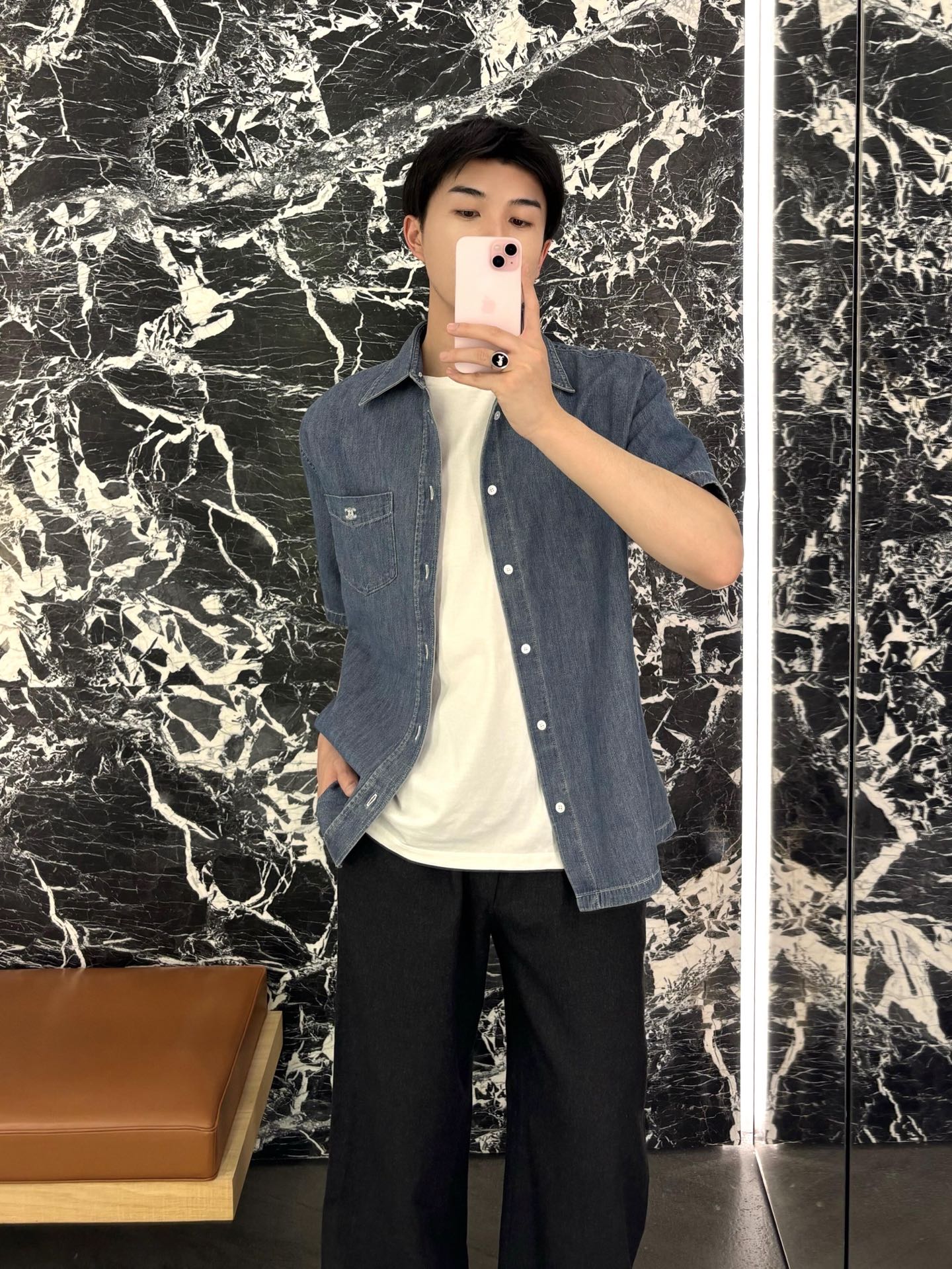 셀린느 맨즈 남여공용 데님 셔츠