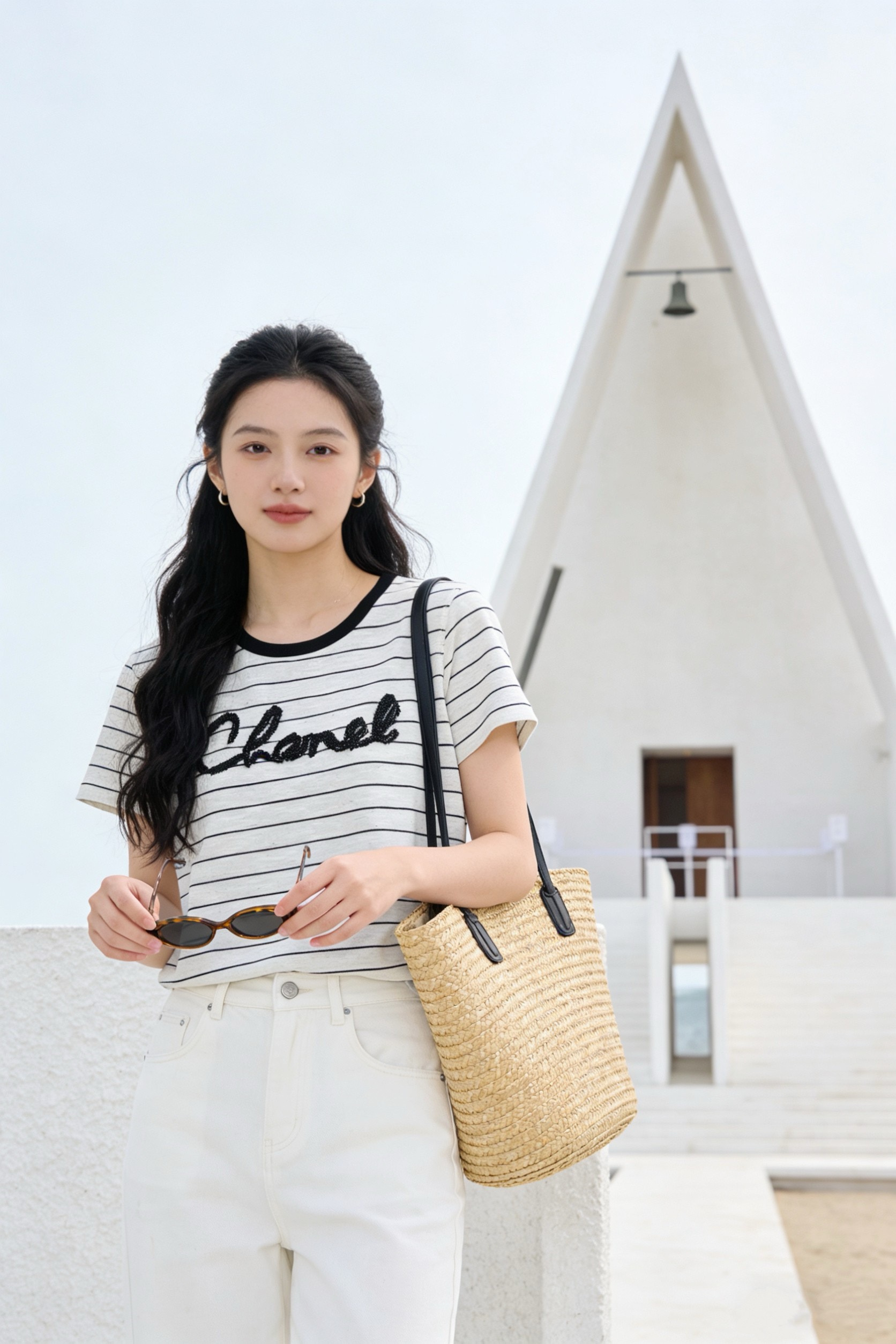 샤넬 스트라이프 반팔 티셔츠