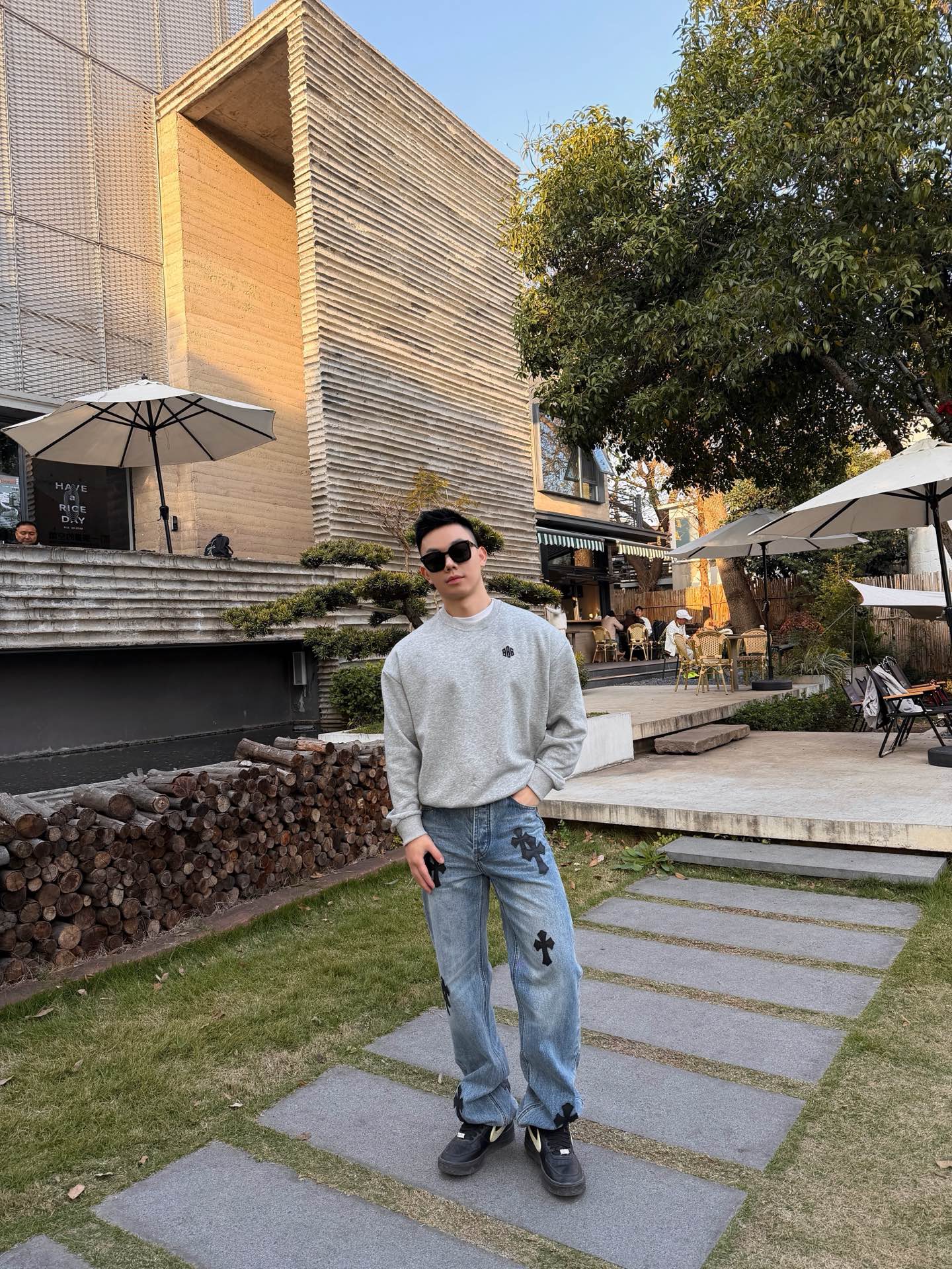 크롬하츠 맨즈 남여공용 패치 데님 팬츠