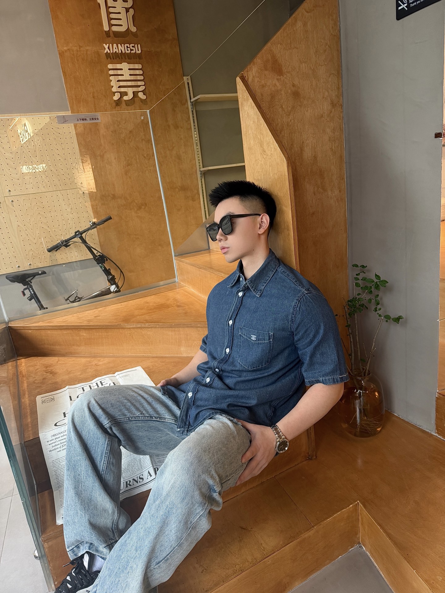 셀린느 맨즈 남여공용 데님 셔츠