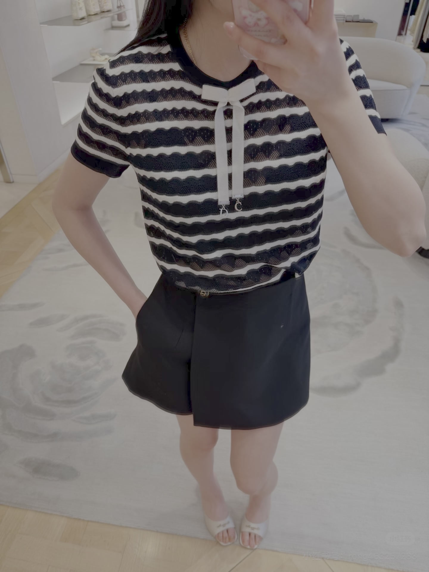 [고퀄] 디올 리본 반팔 니트
