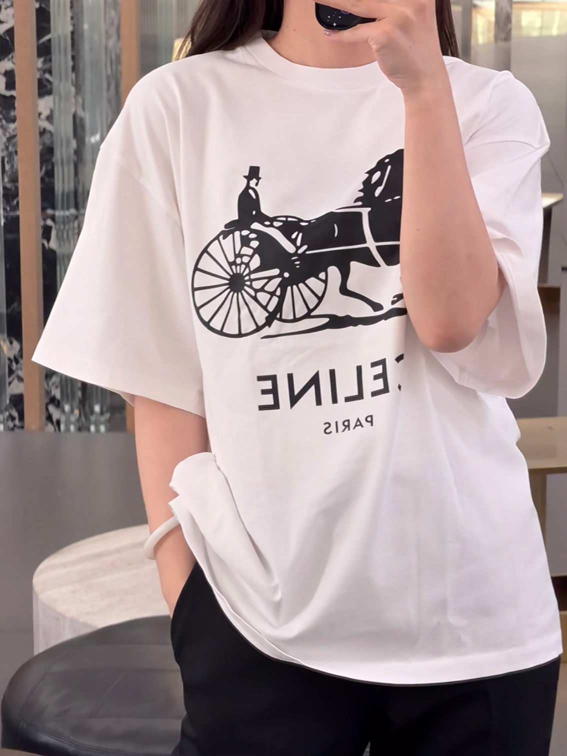 셀린느 맨즈 남여공용 프린팅 반팔티