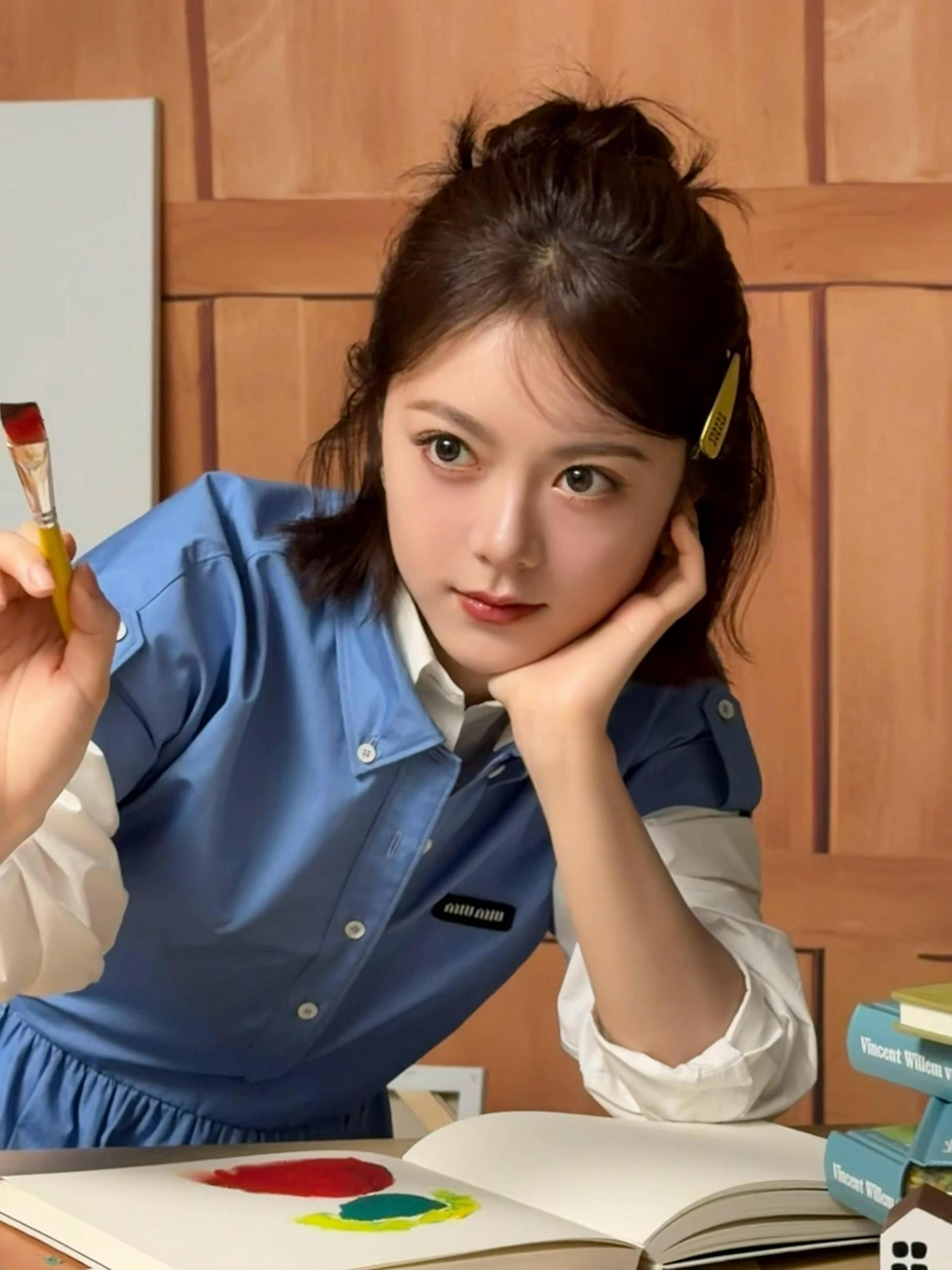 [고퀄]미우미우 카라 반팔 미니 원피스