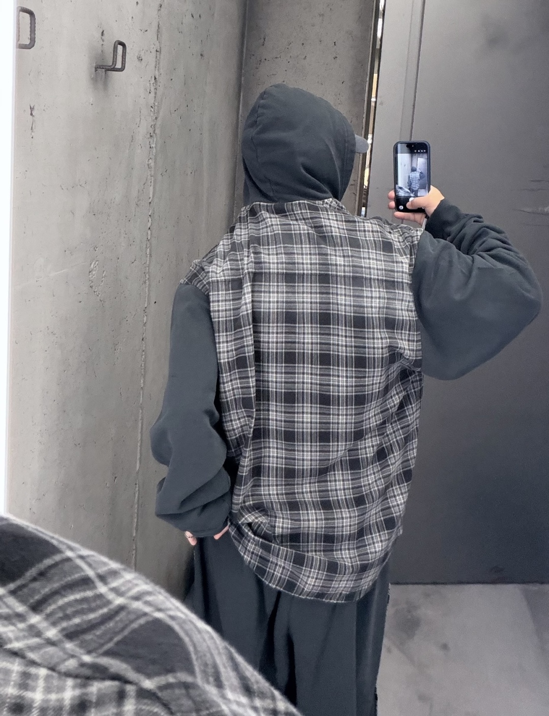 발렌시아가 맨즈 체크 후드티