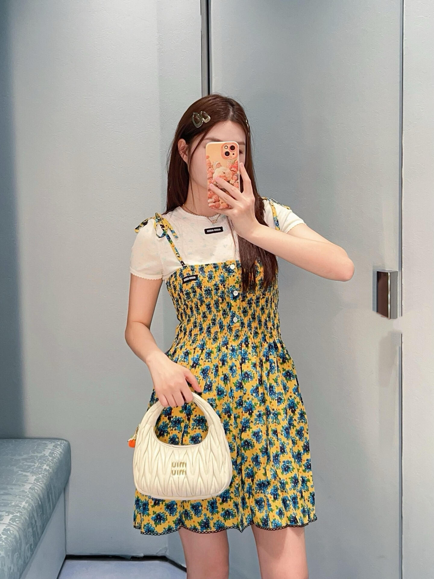 [고퀄]미우미우 플라워 패턴 나시 미니 원핀스