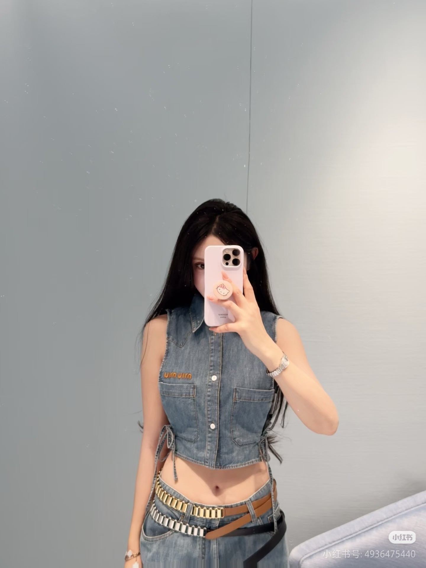 [고퀄] 샤넬 데님 크롭 민소매 셔츠