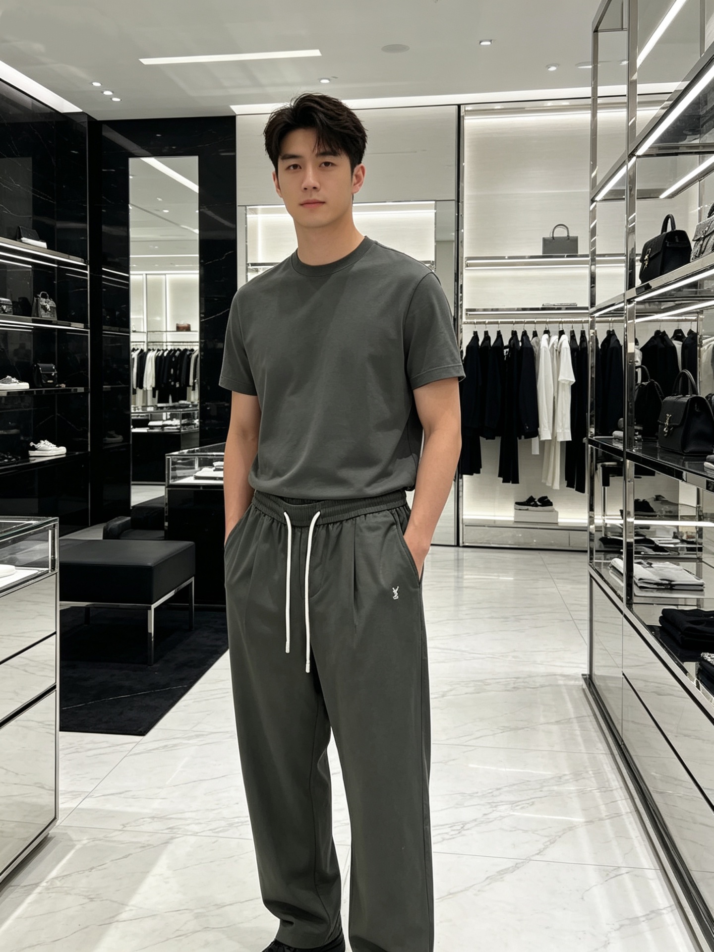 생로랑 맨즈 밴딩 팬츠