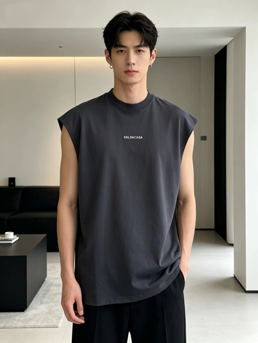 발렌시아가 맨즈 남여공용 로고 민소매 나시