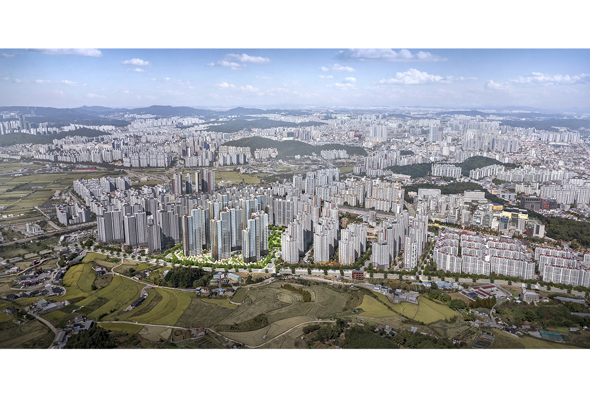 두산위브더 제니스 센트럴 천안 항공 조감도 이미지