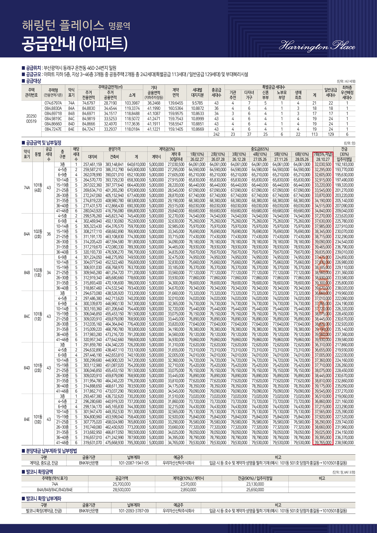 명륜역 해링턴플레이스 분양가 안내 이미지