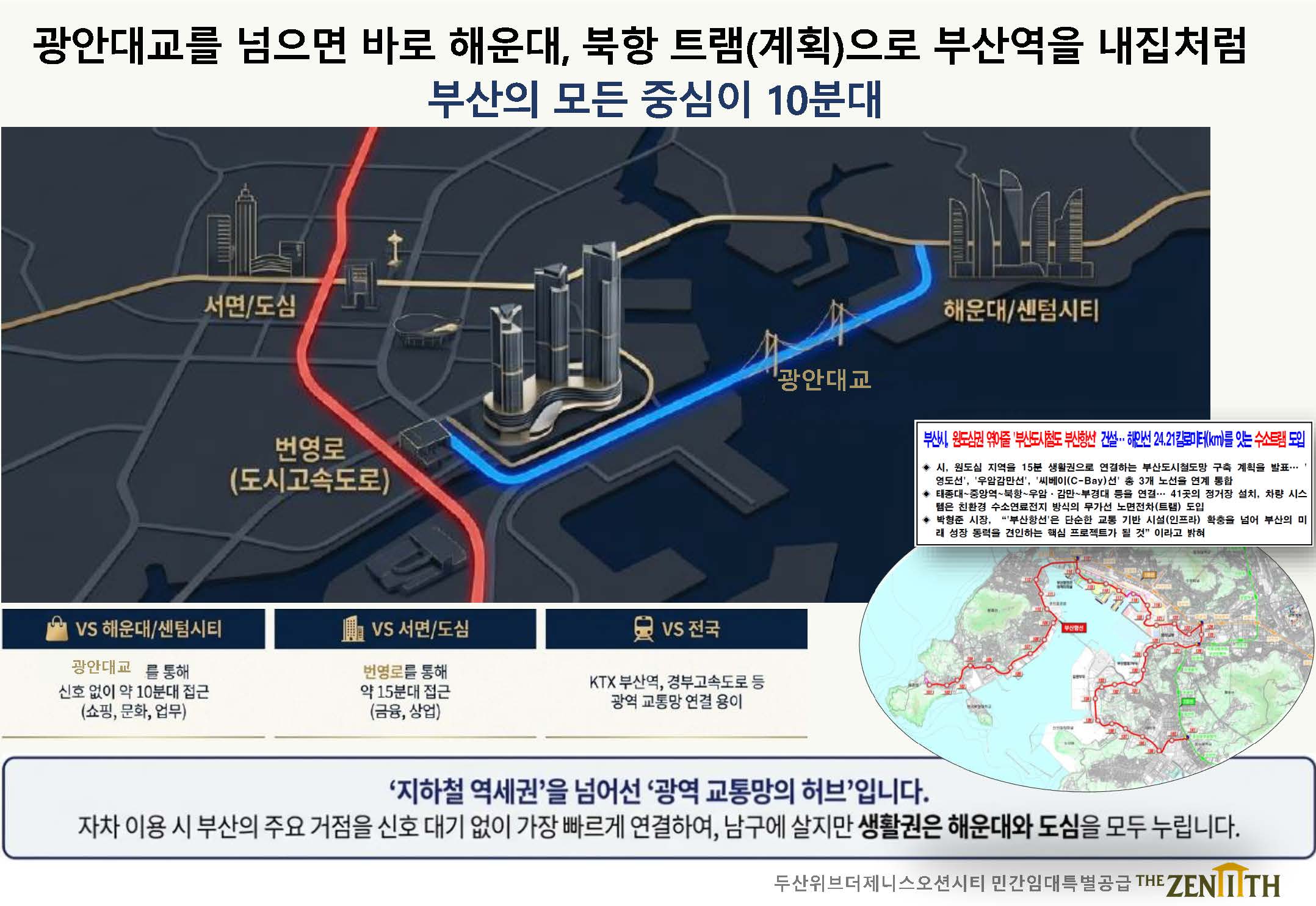 우암동 두산위브더제니스 오션시티 임대동 차량 접근성 도로 이미지