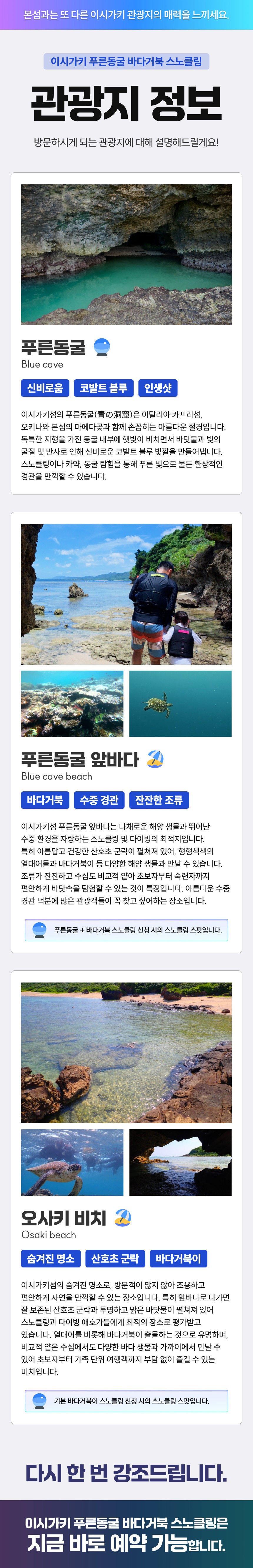 [푸른동굴 + 바다거북 스노클링 + 차량 포함] 이시가키 푸른동굴 스노쿨링 차량/사진 포함