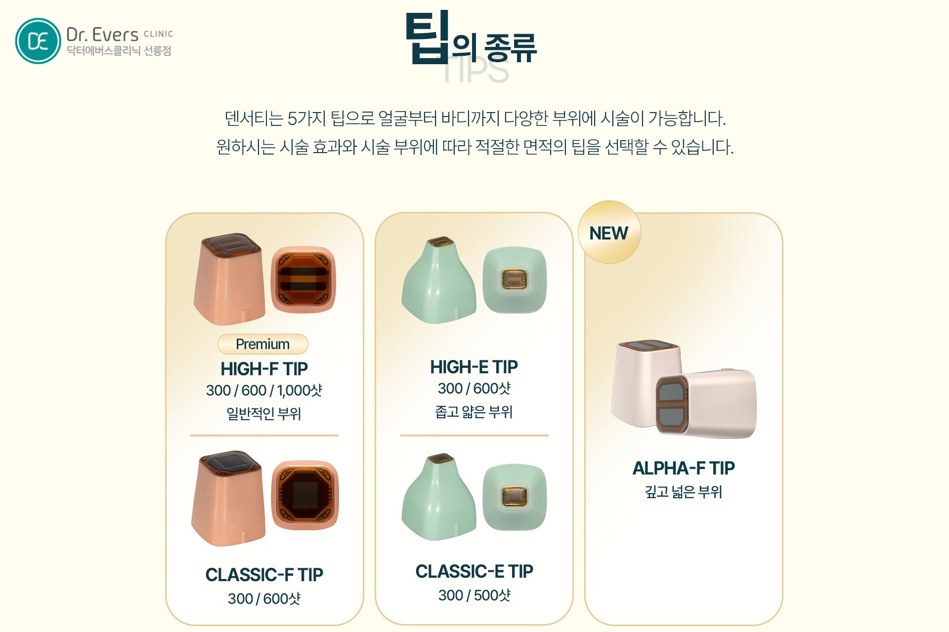 덴서티 알파팁 효과 하이팁 클래식팁 차이 비교_선릉피부과 닥터에버스의원 선릉점