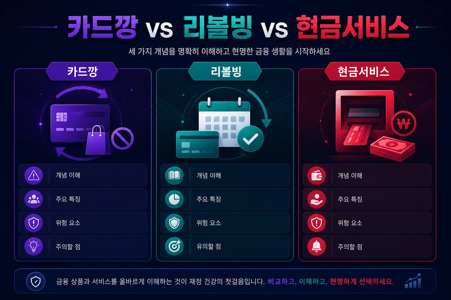 카드깡 vs 리볼빙 vs 현금서비스