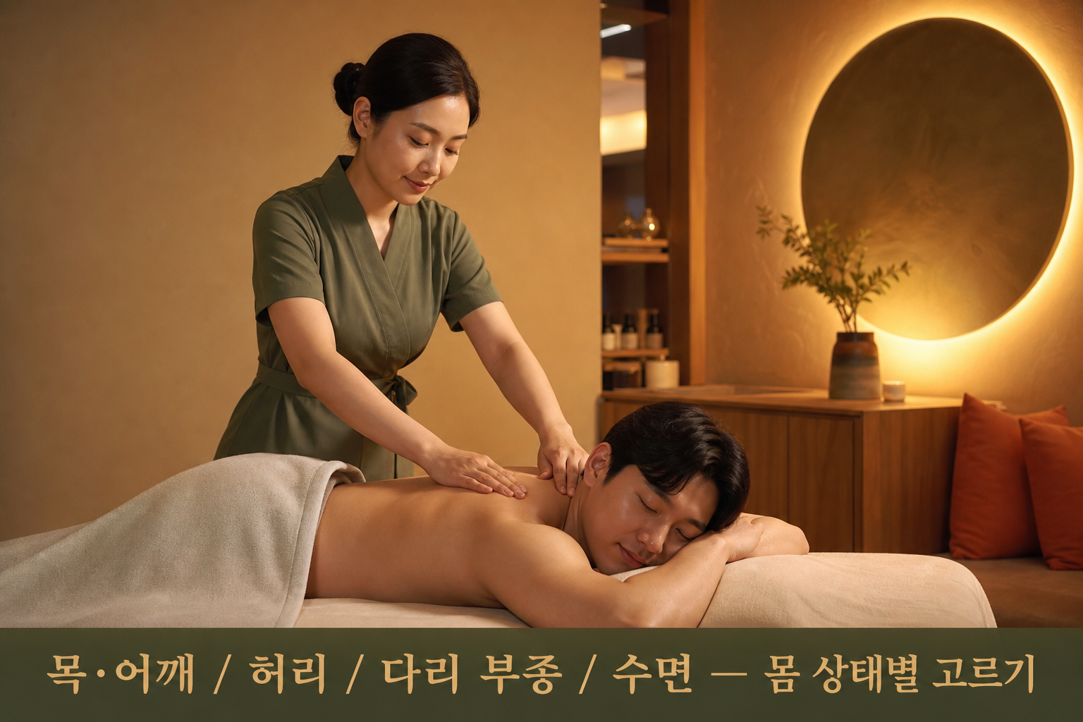 목 어깨, 허리, 다리 부종, 수면 — 몸 상태별 고르기