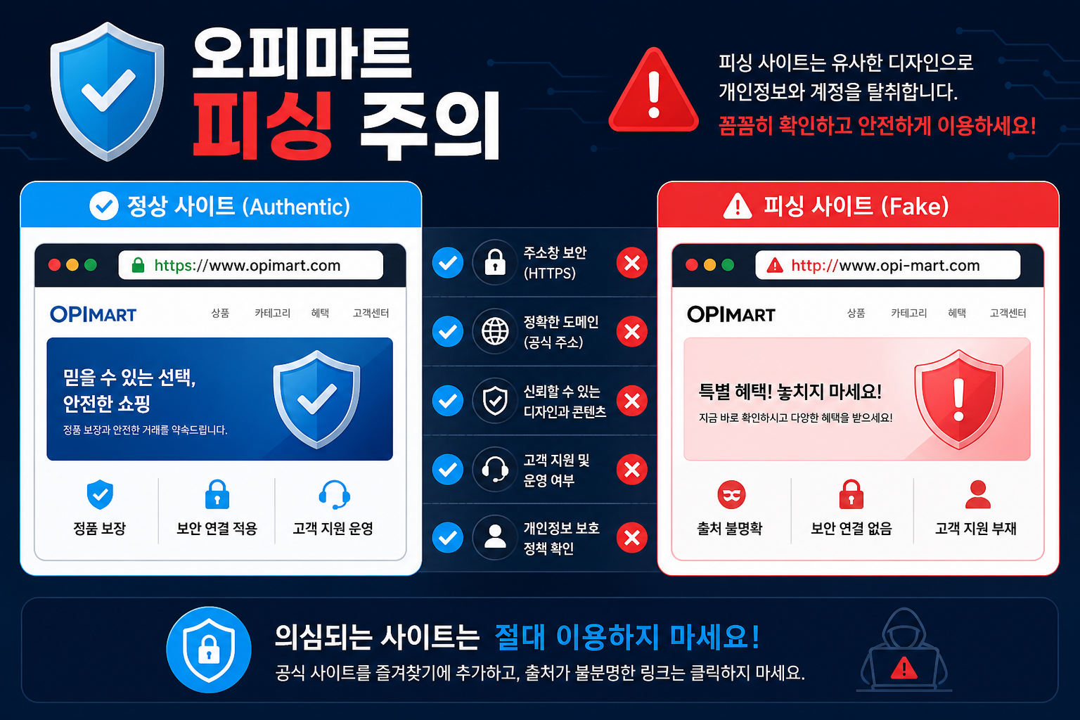 오피마트 피싱 주의