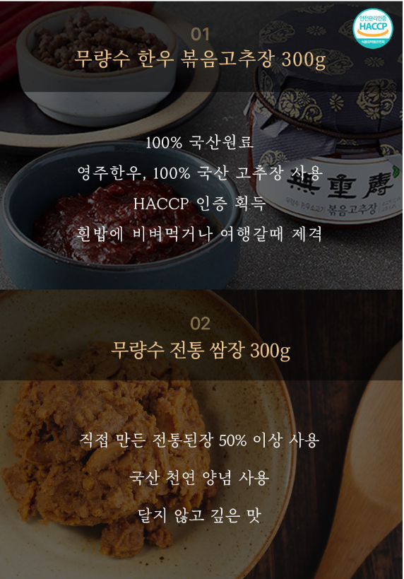 무량수 한우 소고기 볶음고추장·전통쌈장 2종 선물세트