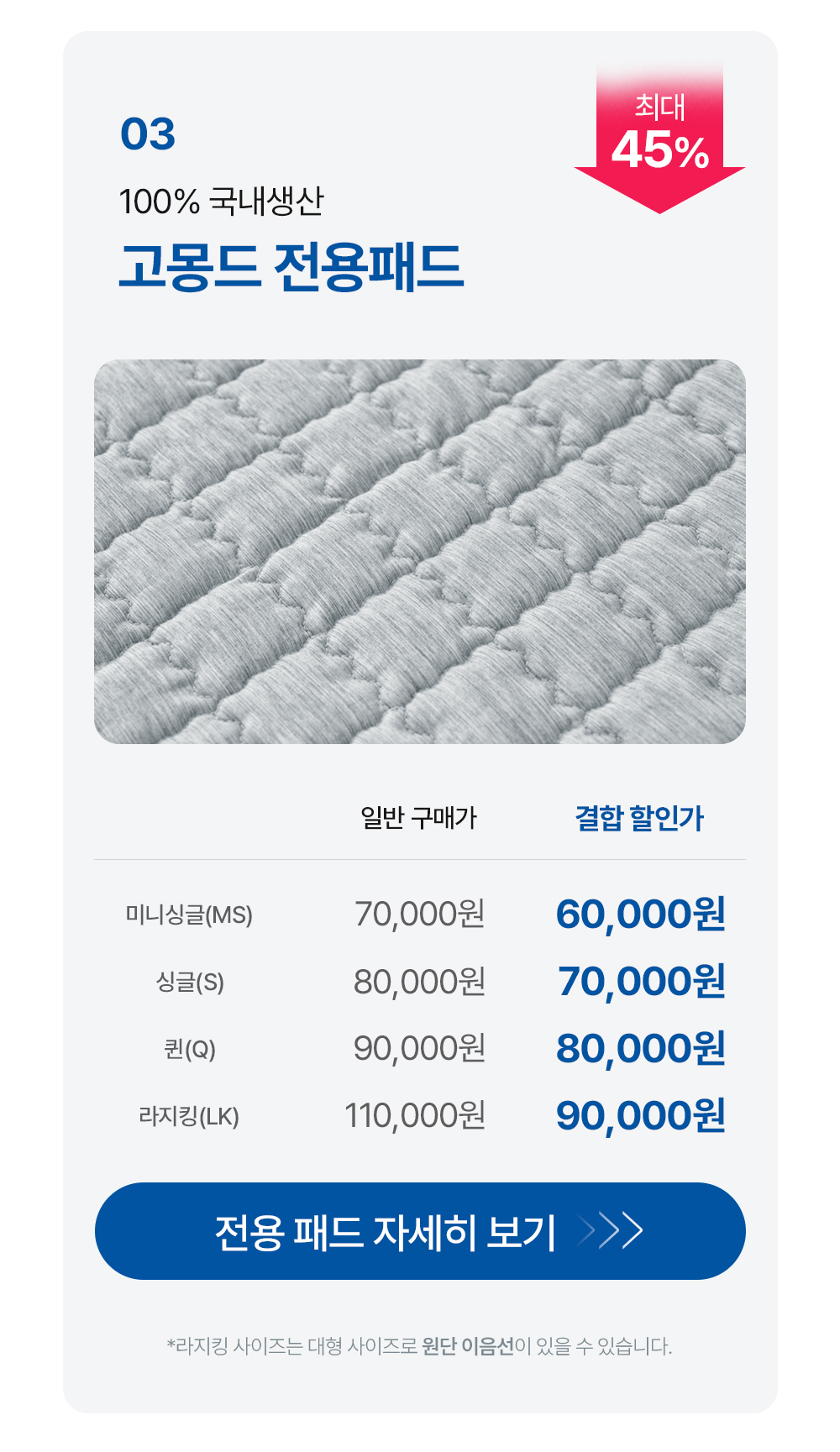 [159차완판] 고몽드 일체형 매트리스 (하이퍼스트링 신소재, 탄탄, 허리편해요, 시원, 물세척OK, 본드NO, 국산)