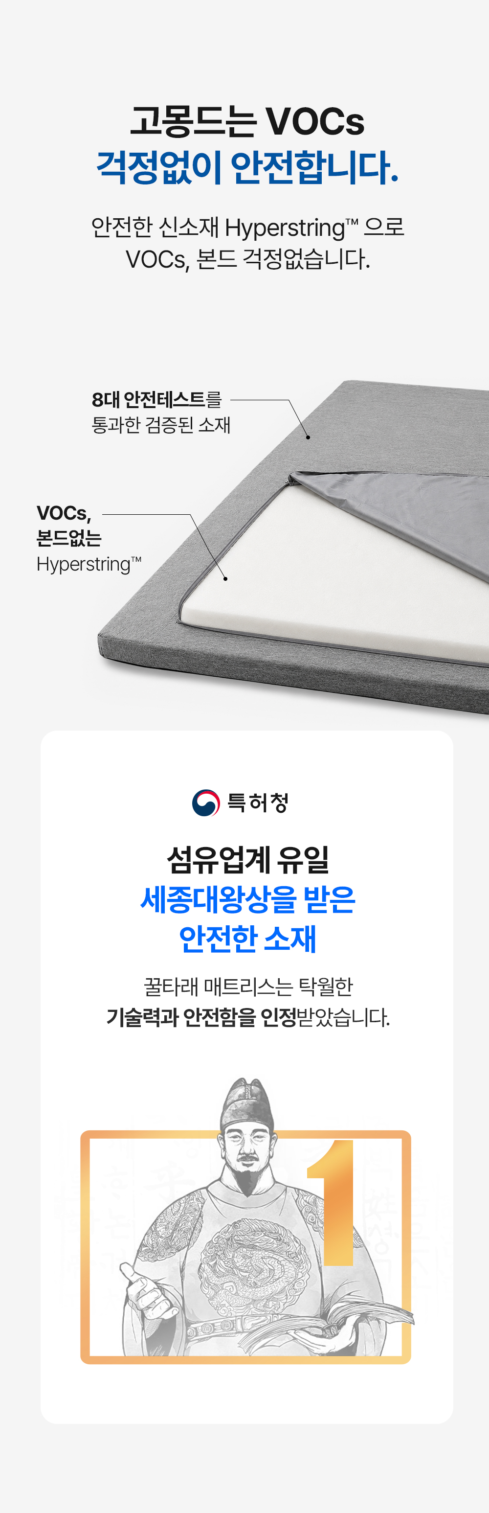 [159차완판] 고몽드 일체형 매트리스 (하이퍼스트링 신소재, 탄탄, 허리편해요, 시원, 물세척OK, 본드NO, 국산)