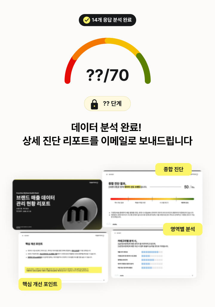 데이터 관리 진단 결과와 상세 진단 개선 리포트 안내