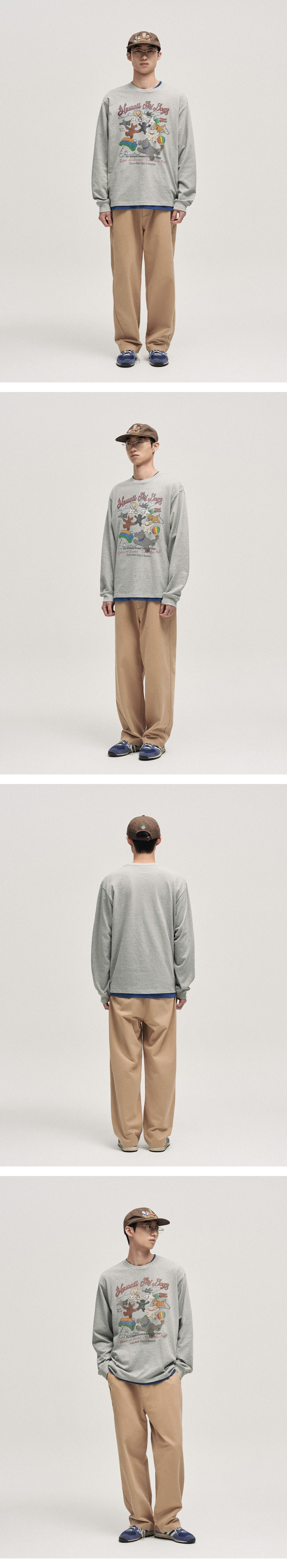 스카이 도그 롱슬리브 티셔츠_멜란지 그레이