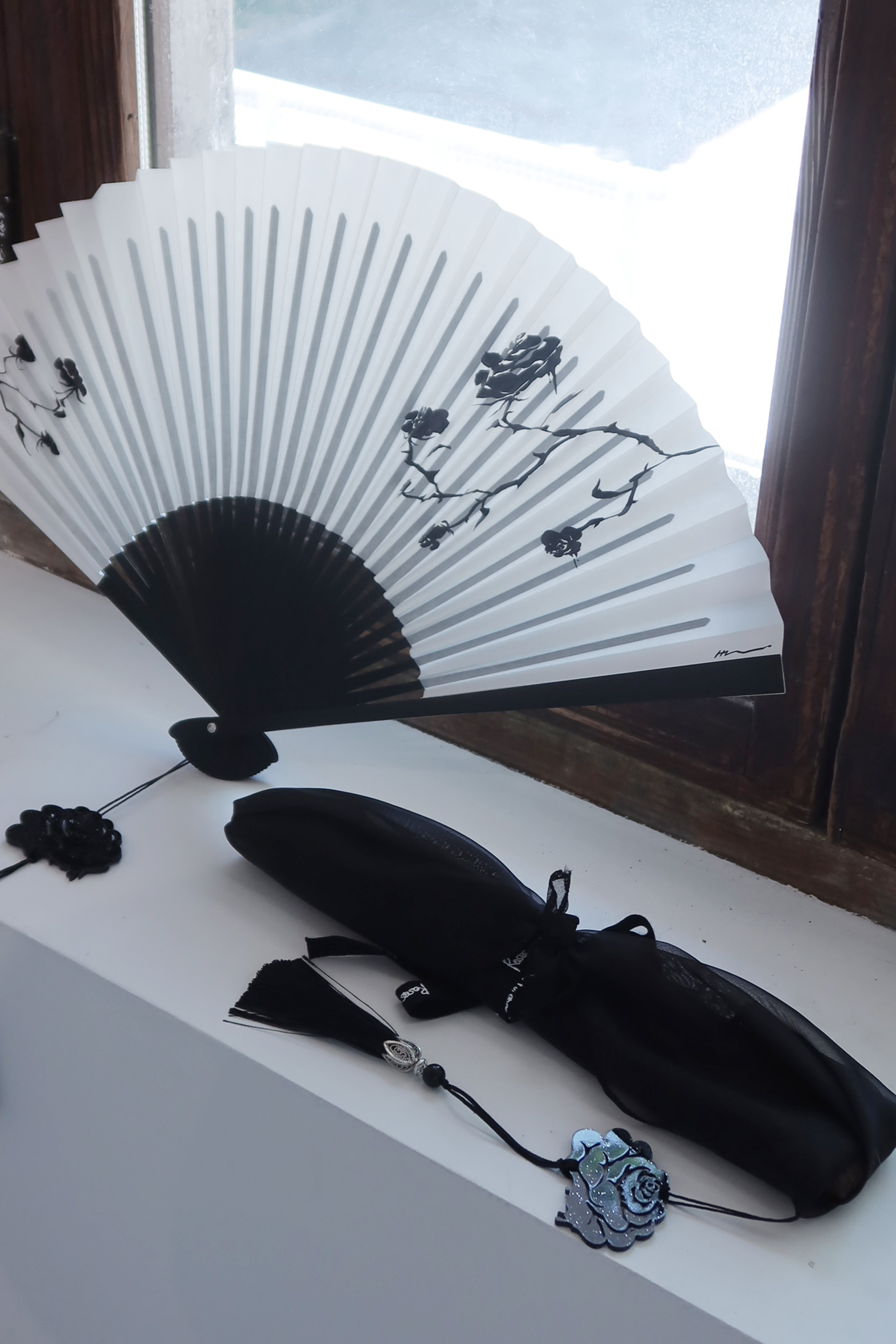 Roses in Flux / Fan Painting Series (Hand Fan, XS) / Rose Tree 01 by Mond Kim