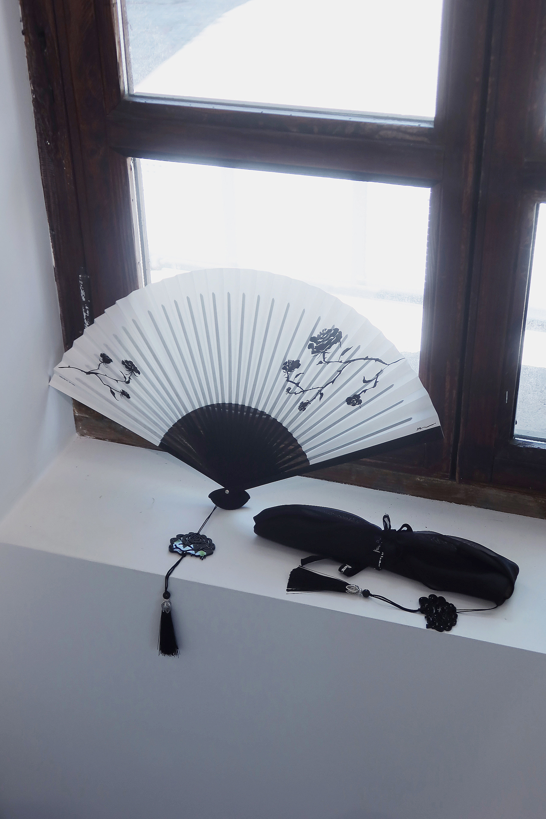 Roses in Flux / Fan Painting Series (Hand Fan, XS) / Rose Tree 01 by Mond Kim