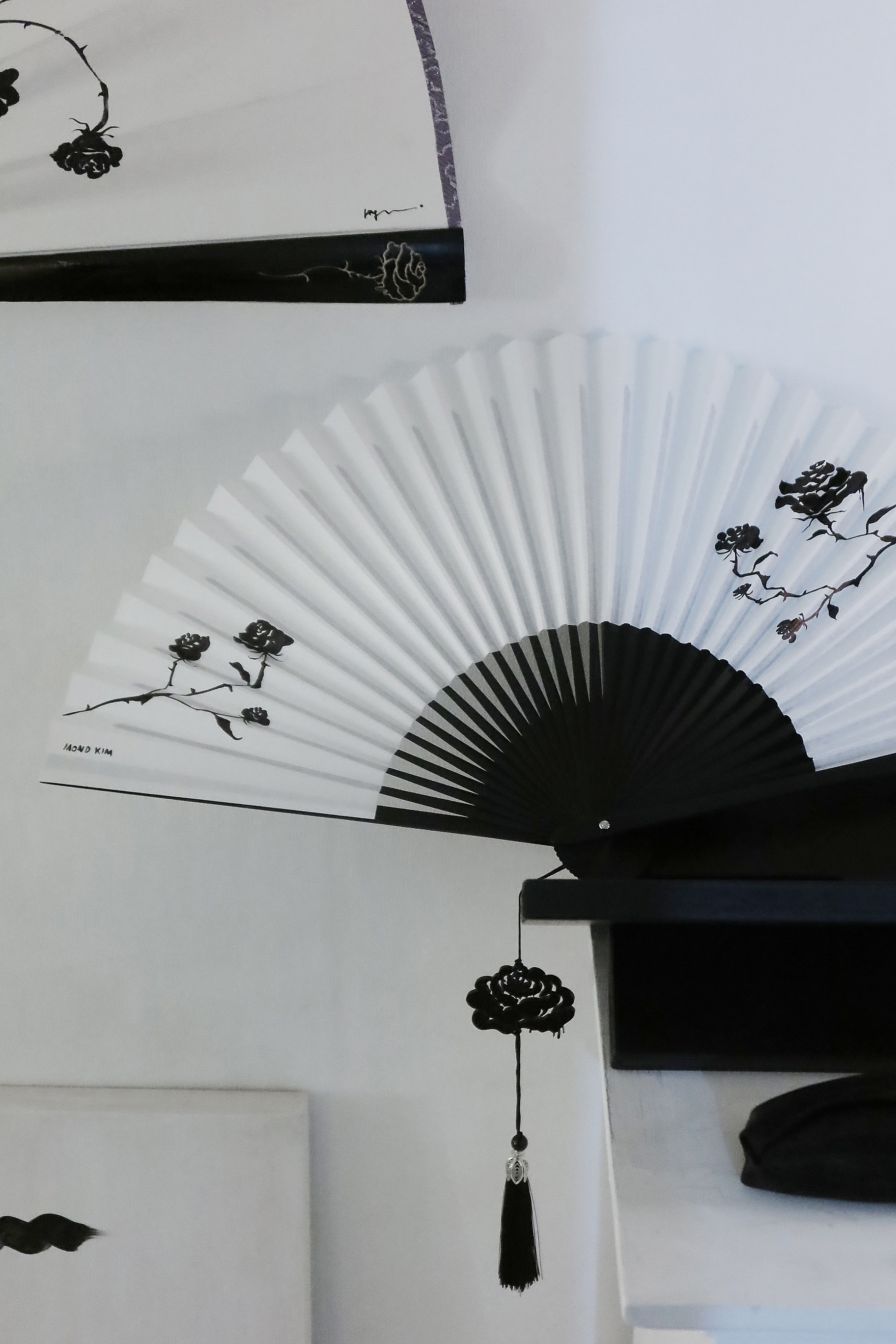 Roses in Flux / Fan Painting Series (Hand Fan, XS) / Rose Tree 01 by Mond Kim