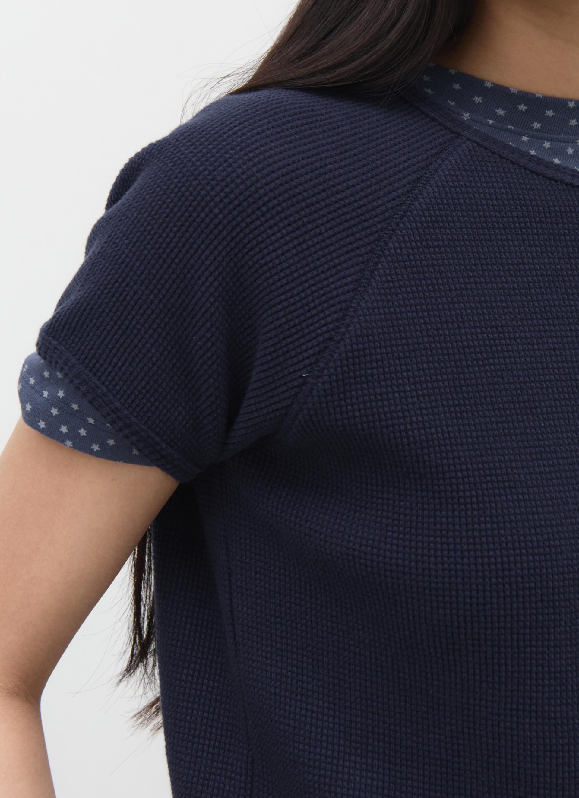 26SS PETITE WAFFLE TOP / NAVY