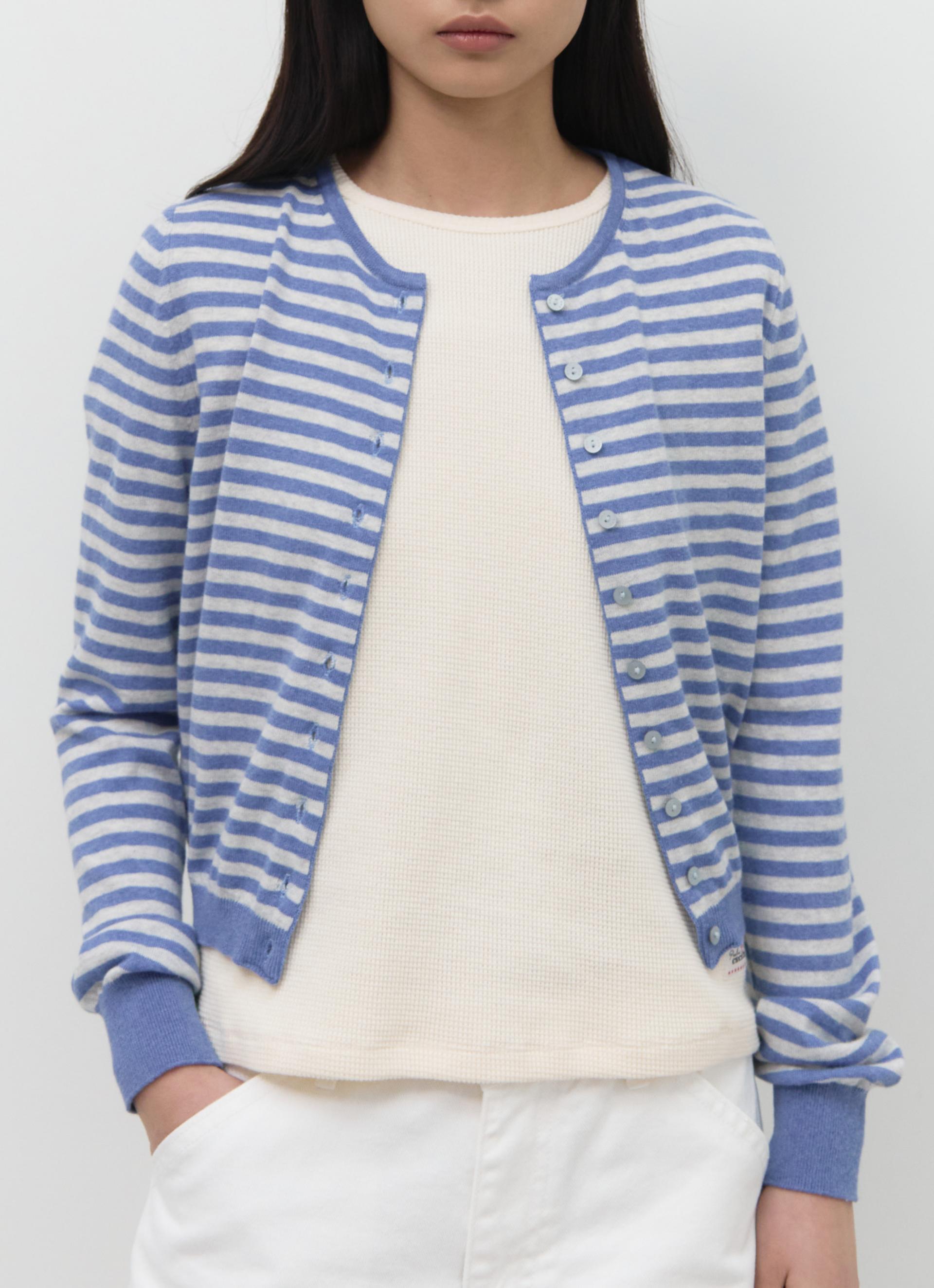 26SS CASHMERE ANG CARDIGAN / BLUE STRIPE