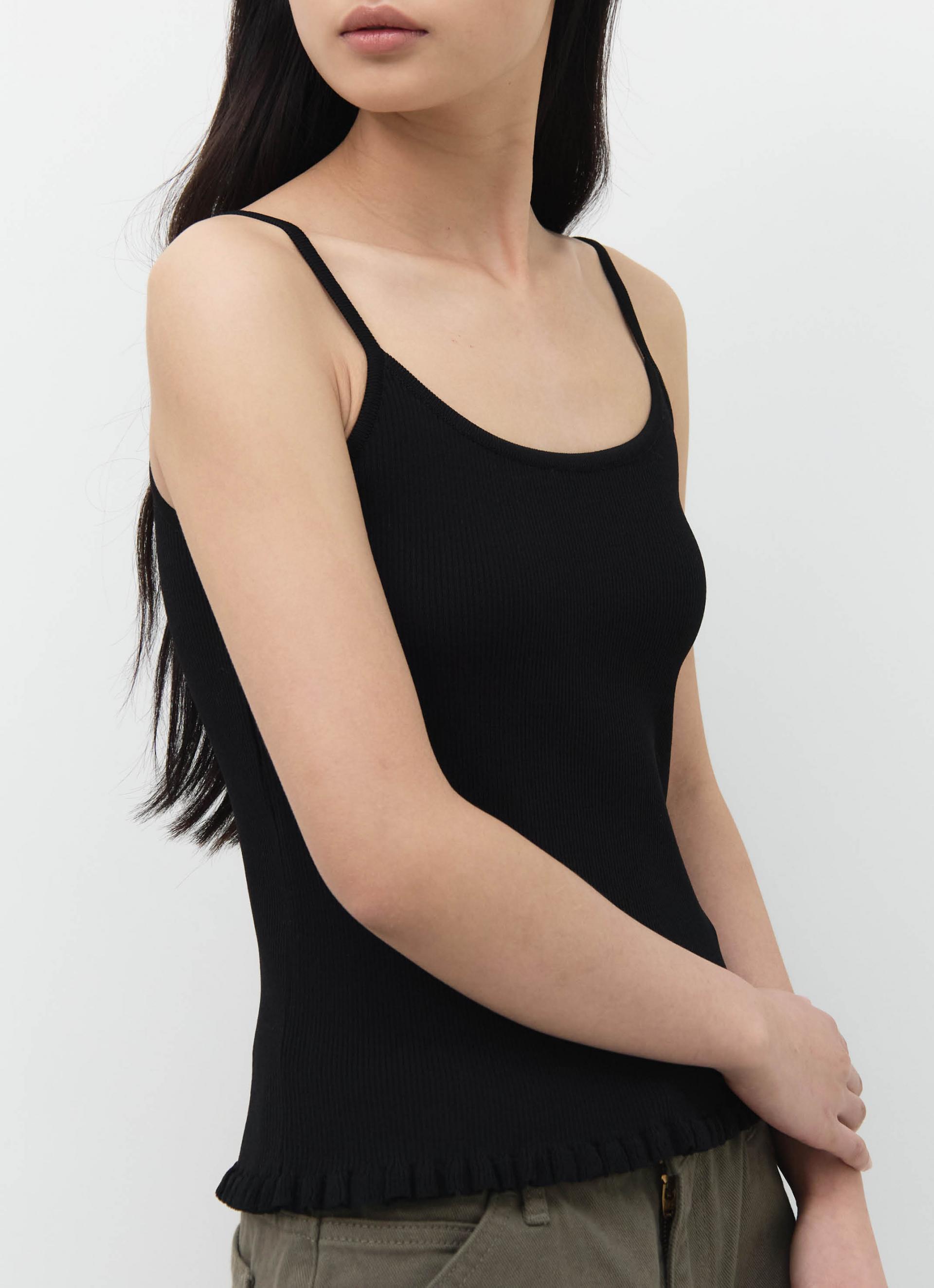 26SS RIBBED FRILL SLEEVELESS / BLACK