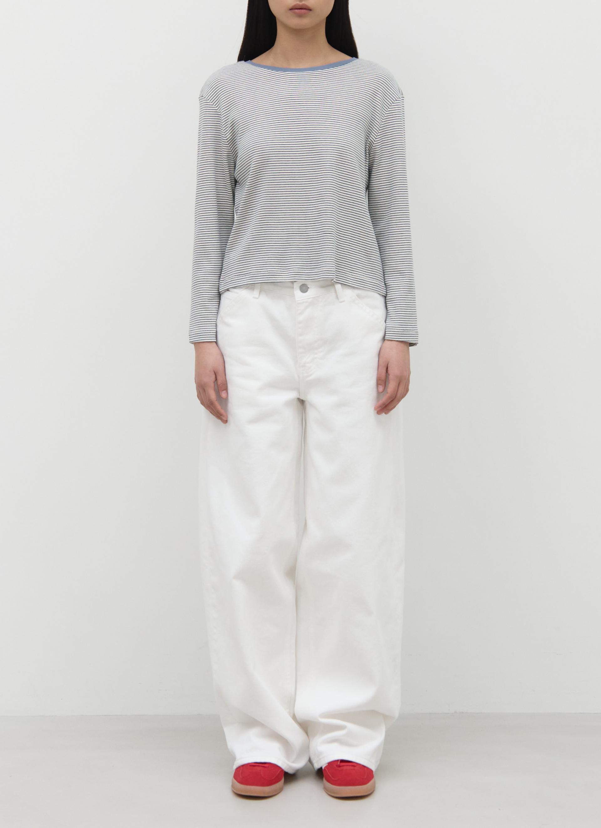 26SS MID SLEEVE STRIPE TOP / LIGHT BLUE