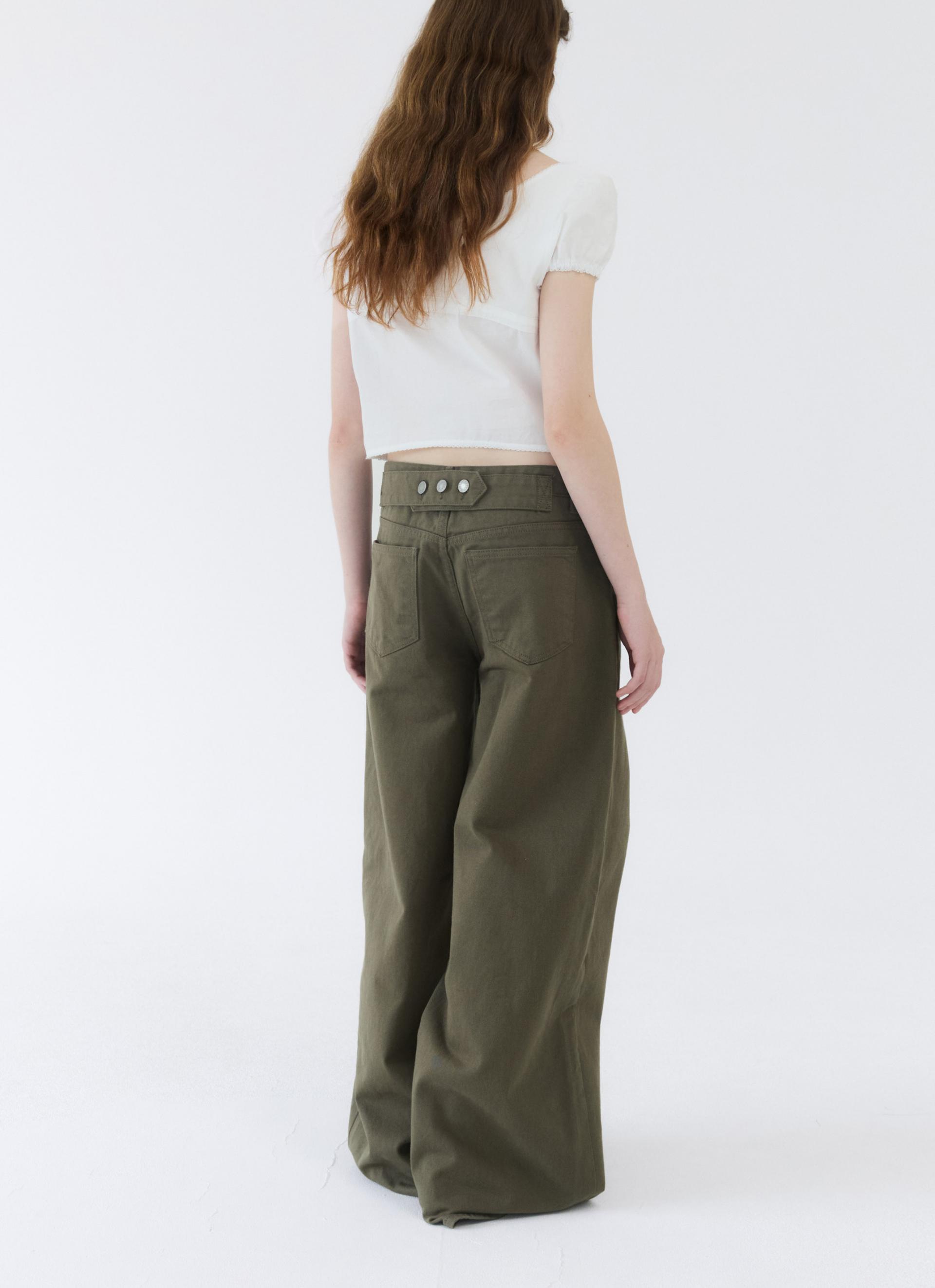 26SS WIDE CINCH-BACK JEAN / KHAKI