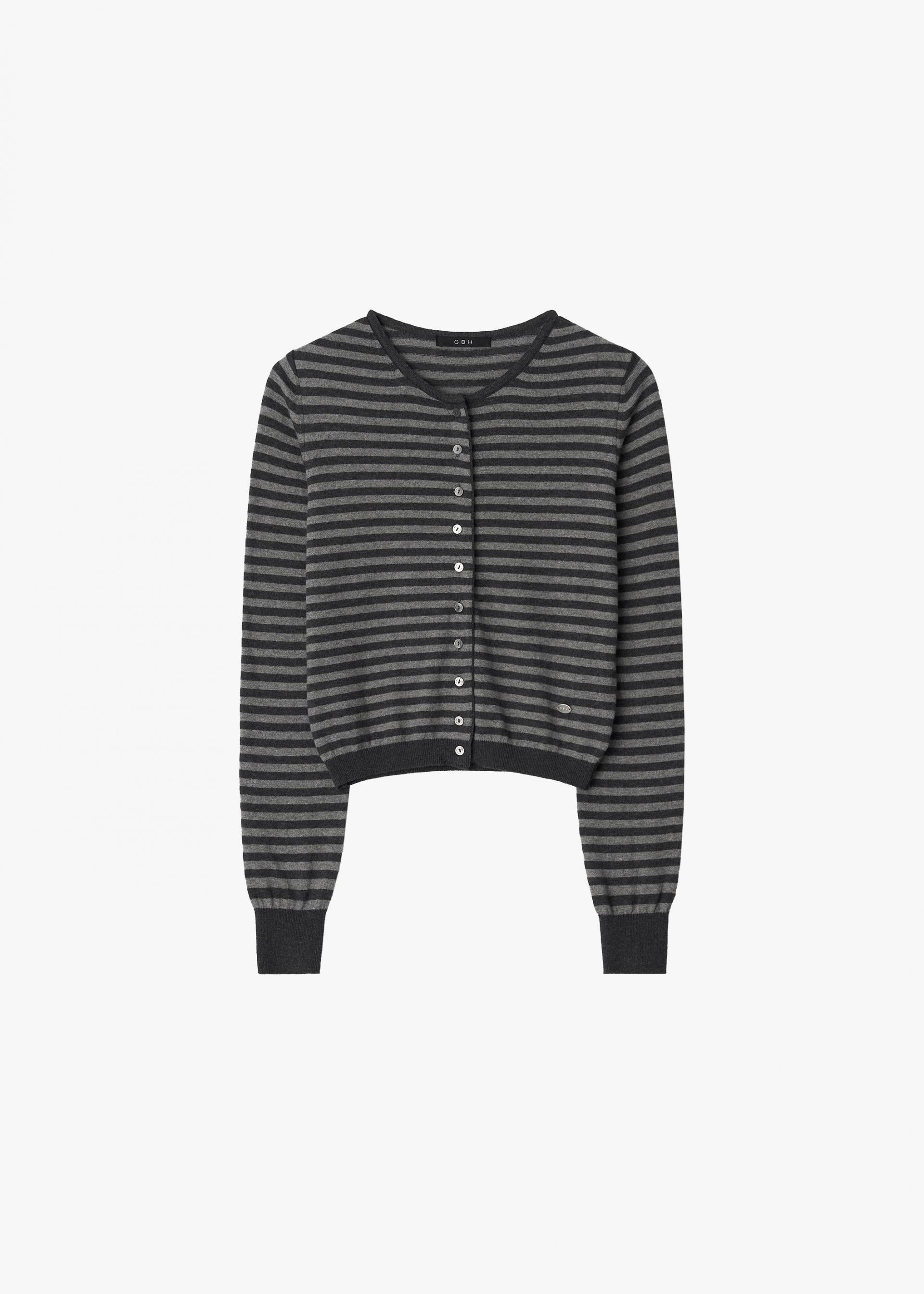 26SS CASHMERE ANG CARDIGAN / GREY STRIPE