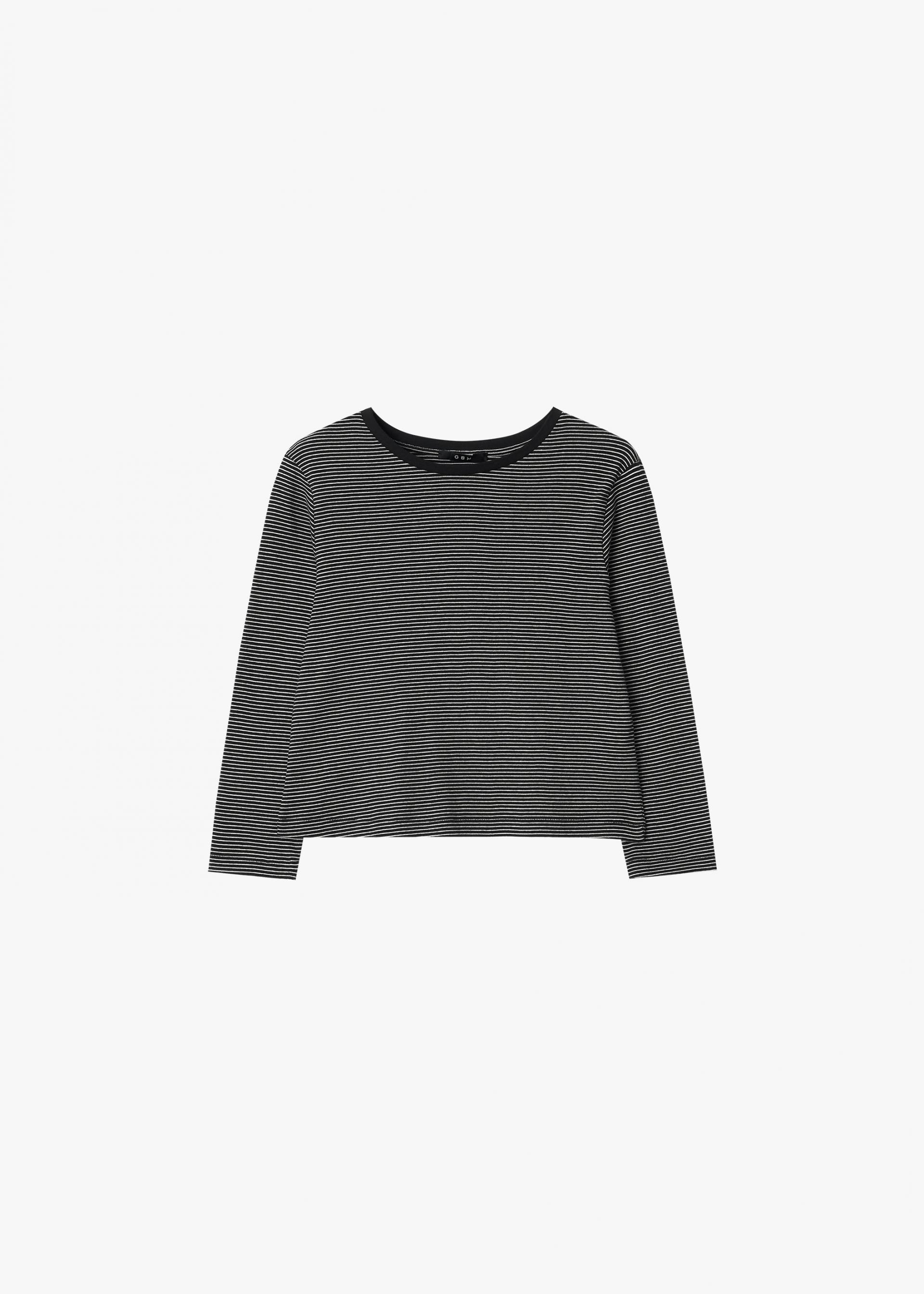 26SS MID SLEEVE STRIPE TOP / BLACK