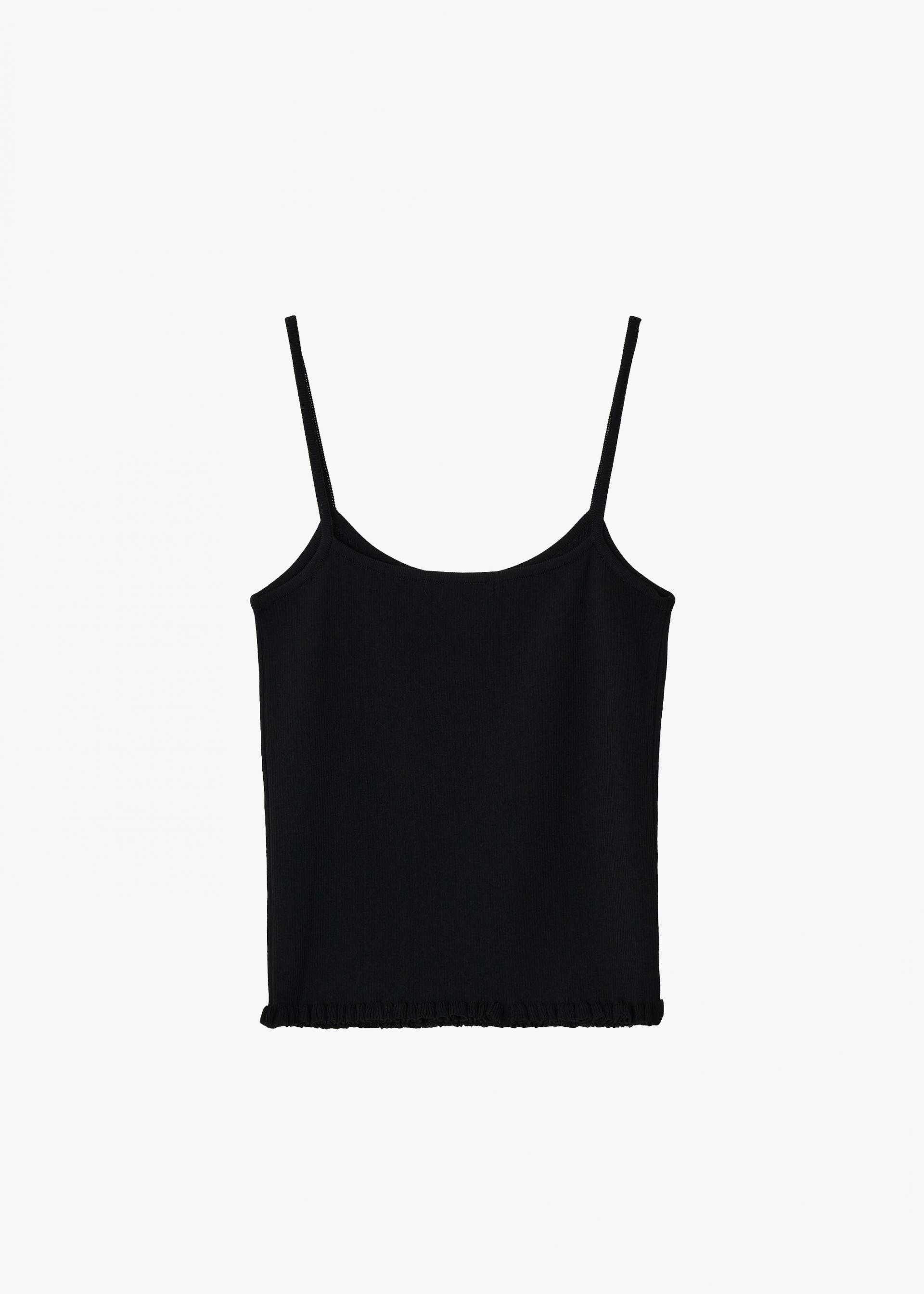 26SS RIBBED FRILL SLEEVELESS / BLACK