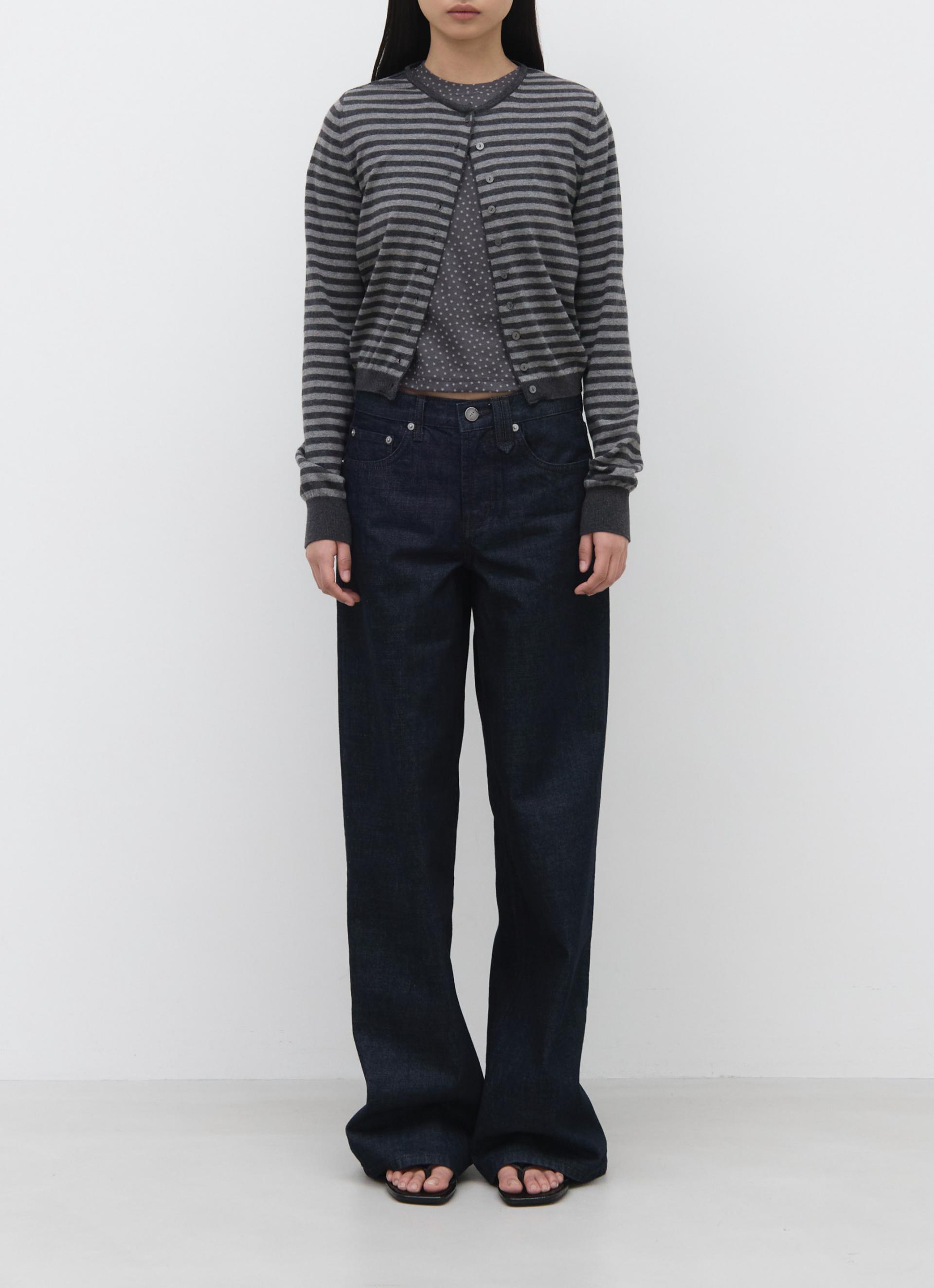 26SS CASHMERE ANG CARDIGAN / GREY STRIPE
