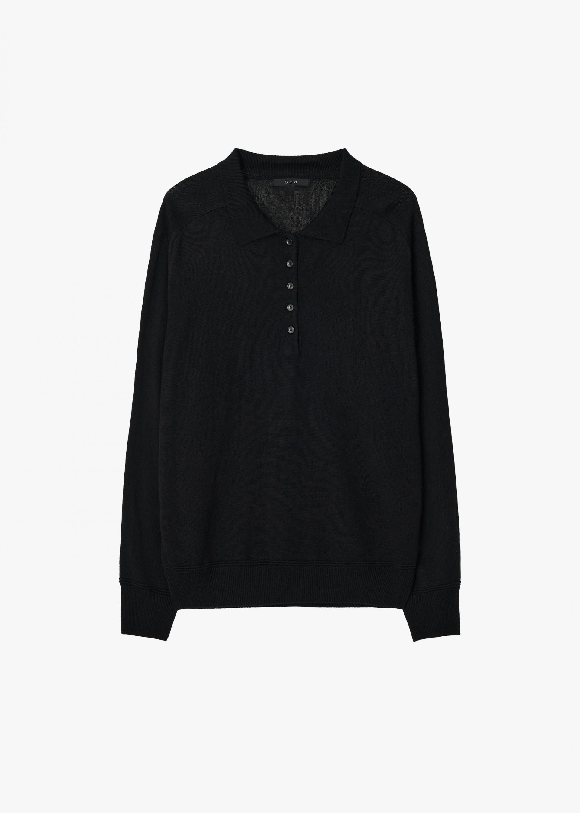 26SS WOOL SILK POLO KNIT / BLACK
